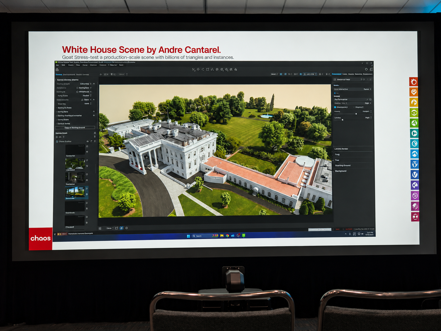 Andre Cantarel White House production-scale scene demonstrated during the SIGGRAPH 2026 presentation