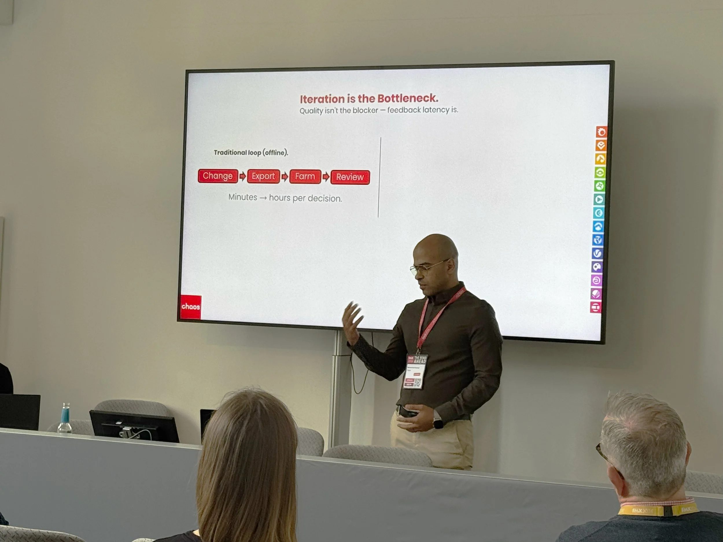Presenting the iteration bottleneck message at FMX