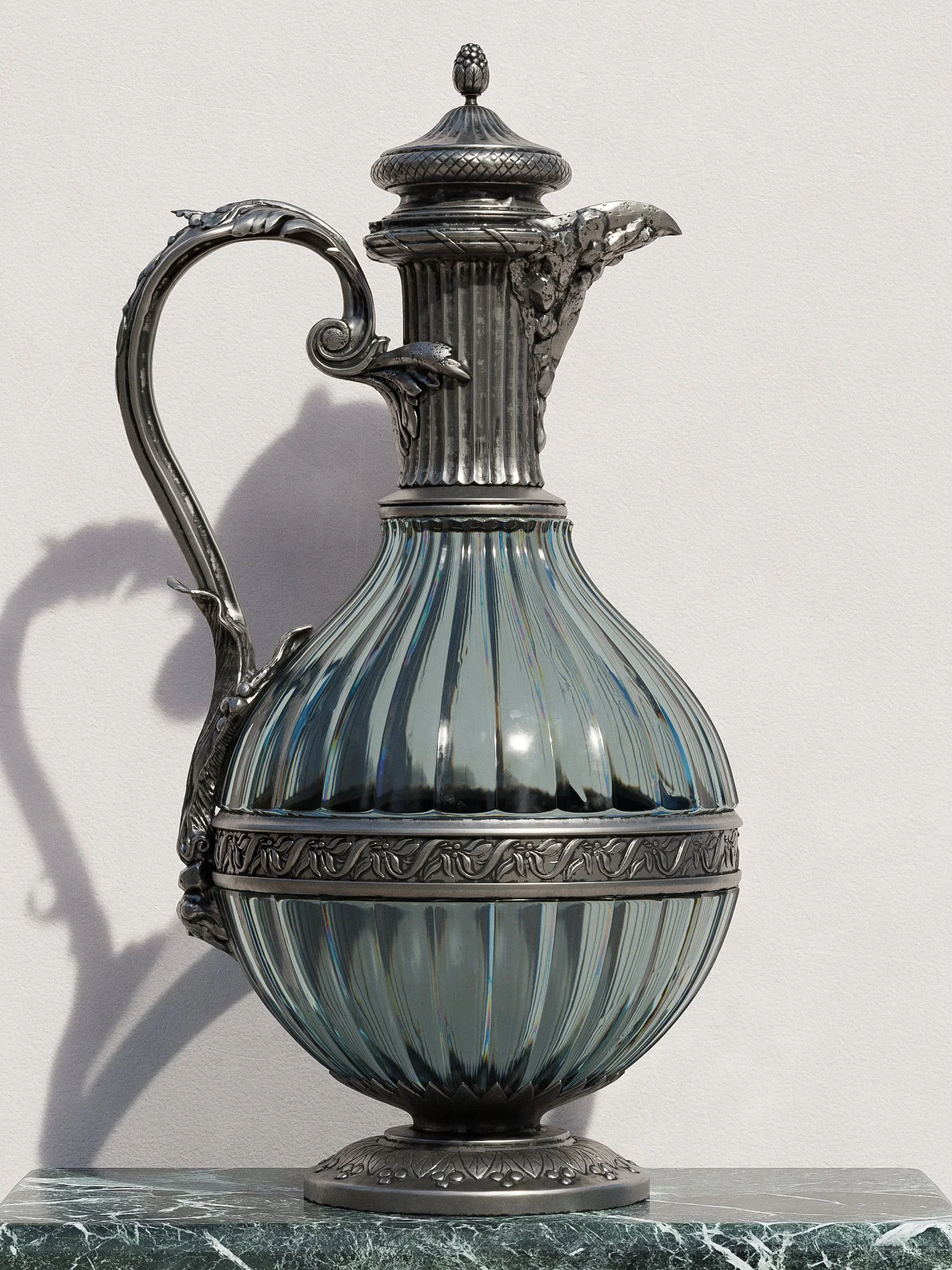 Silver procedural water jug render