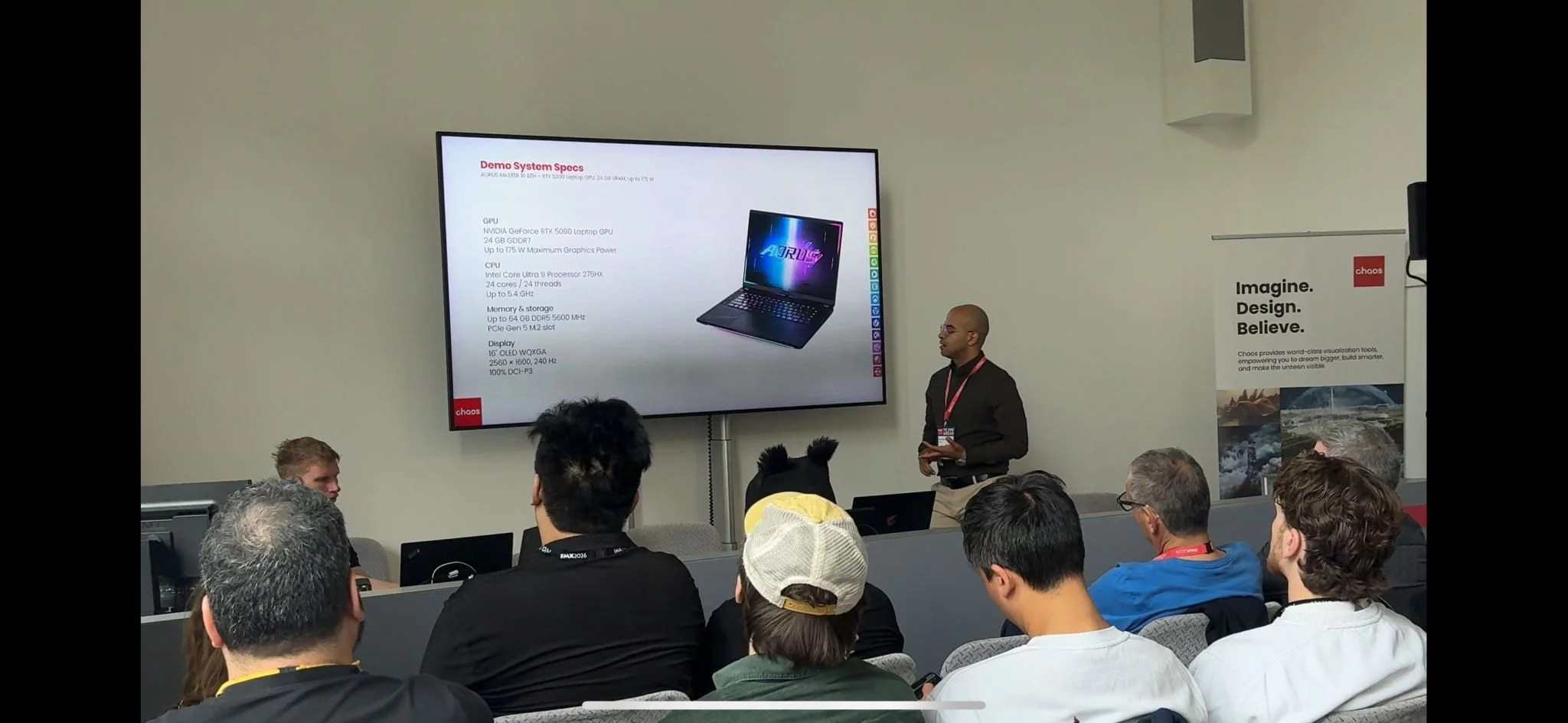 AORUS MASTER 16 BZH laptop with NVIDIA GeForce RTX 5090 Laptop GPU used for FMX live demos