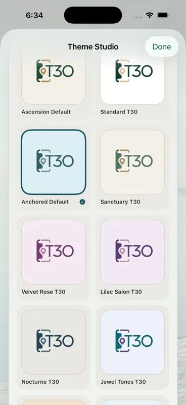 Theme Studio Home Screen icon and app logo options in Anchored