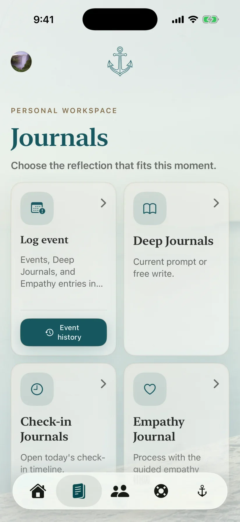 Anchored journals showing Log event and Event history