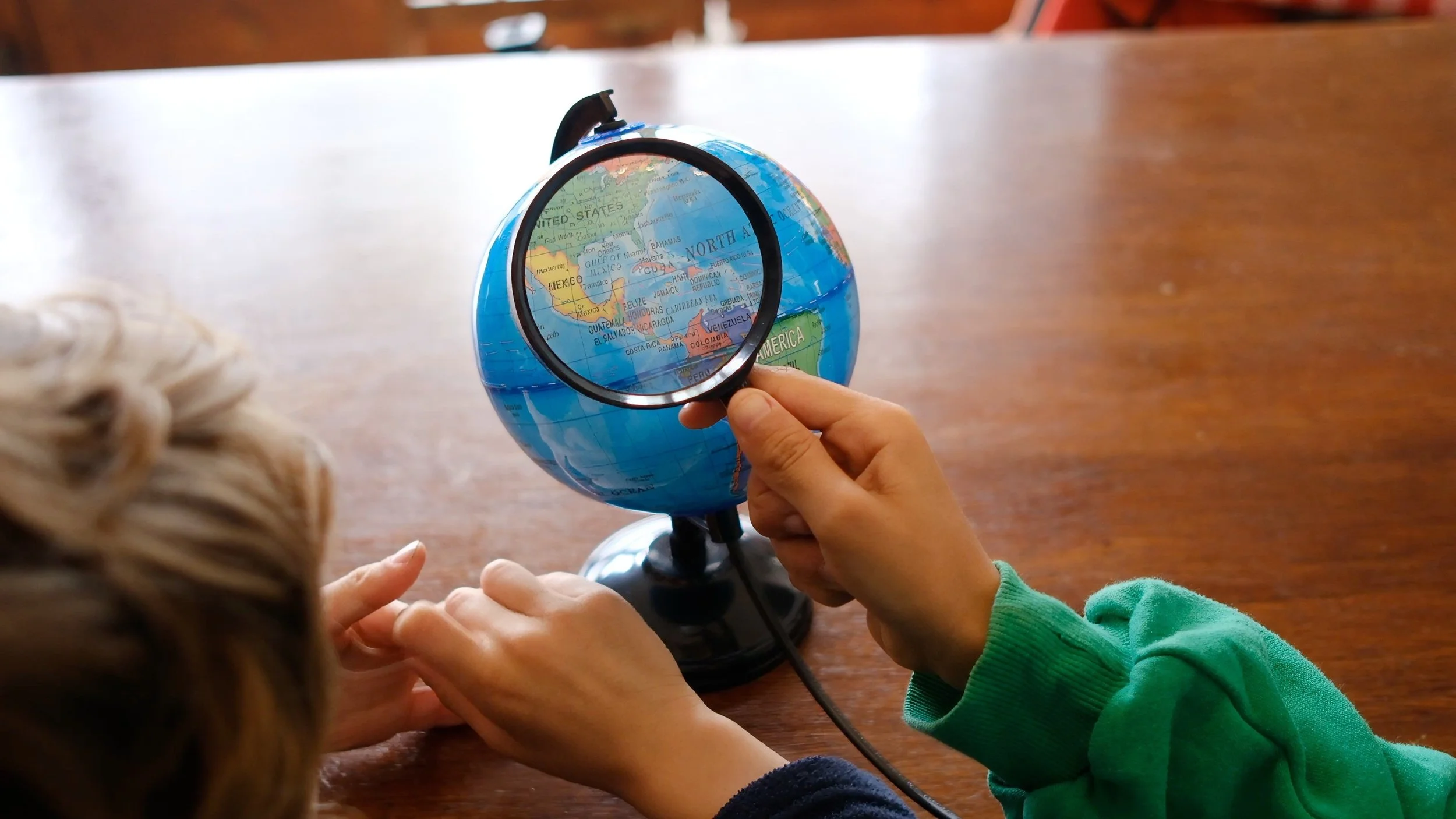 Children exploring with curiosity