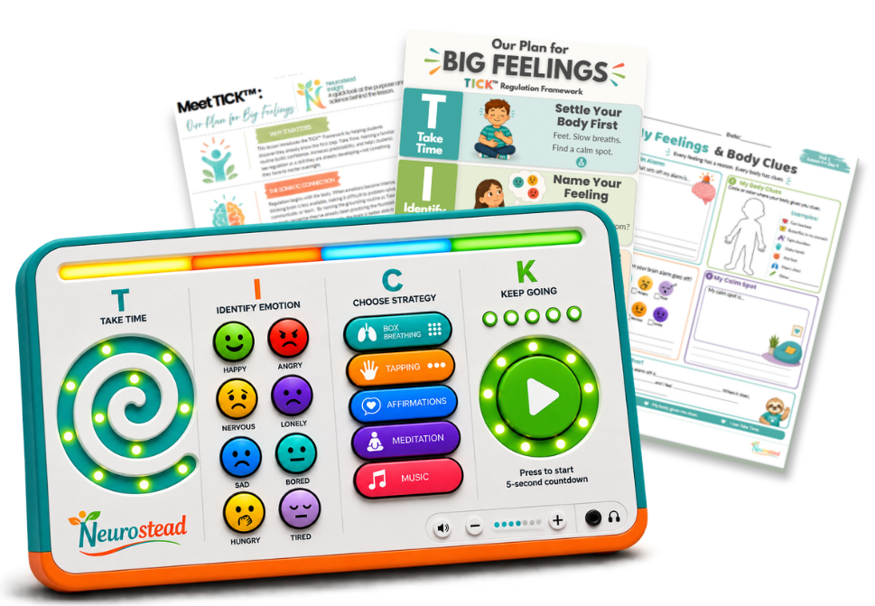 Neurostead TICK regulation device with curriculum posters and student materials
