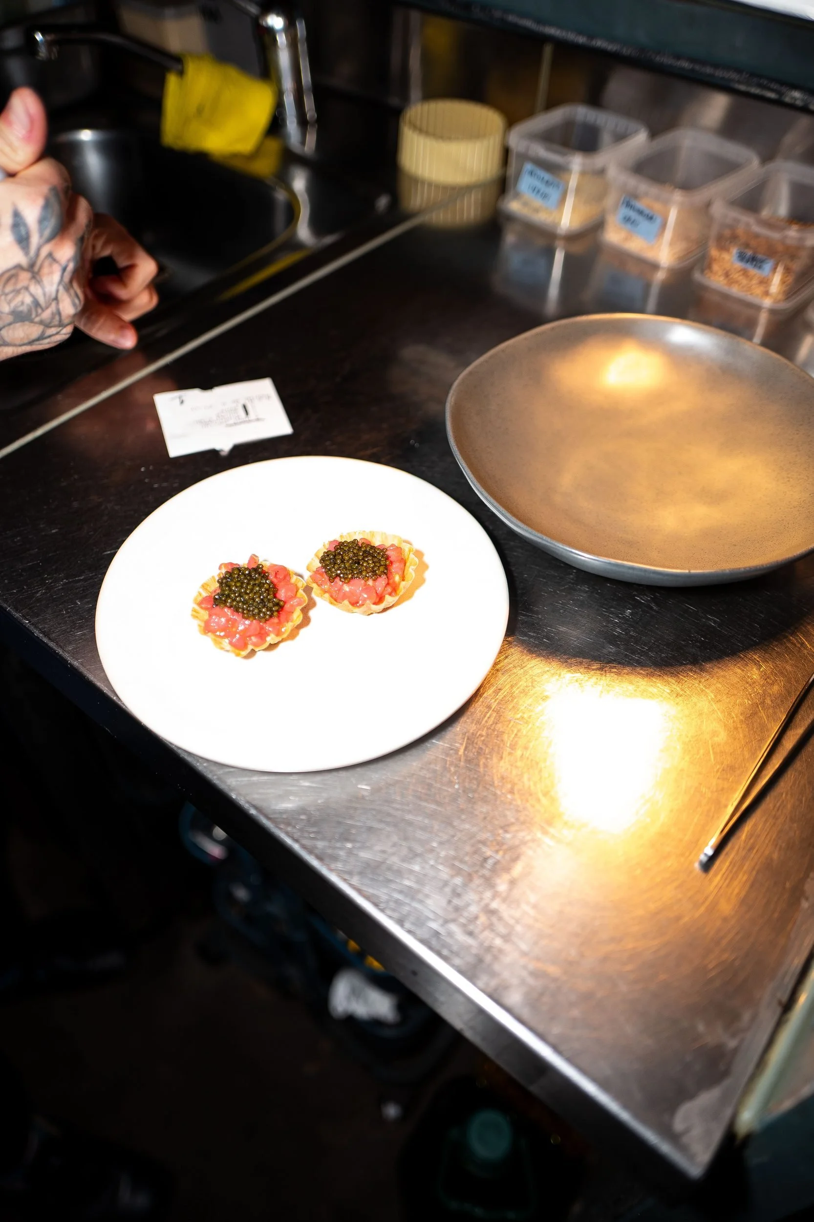 Tuna tartare caviar tartlets