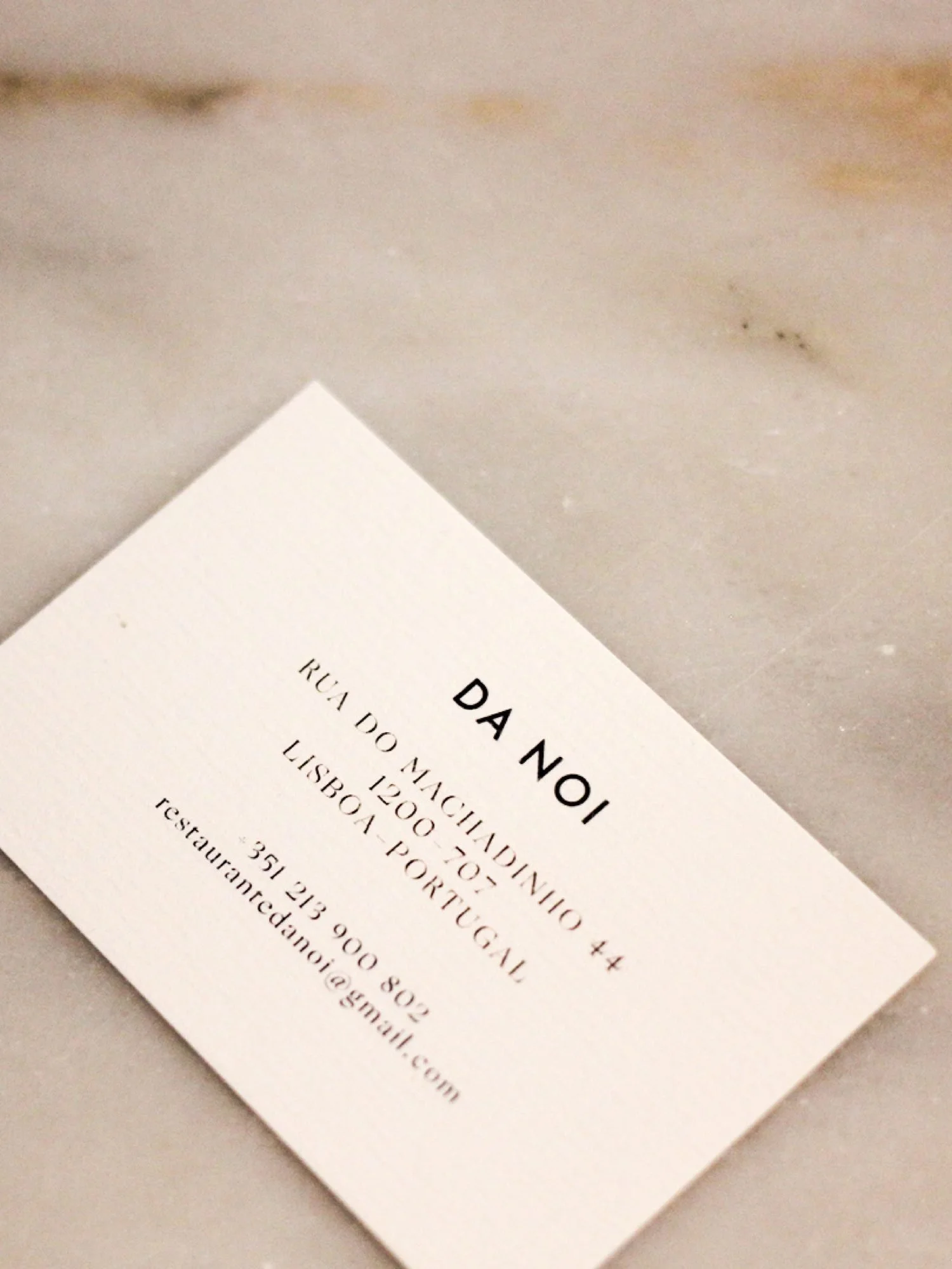Da Noi restaurant business card branding Lisbon