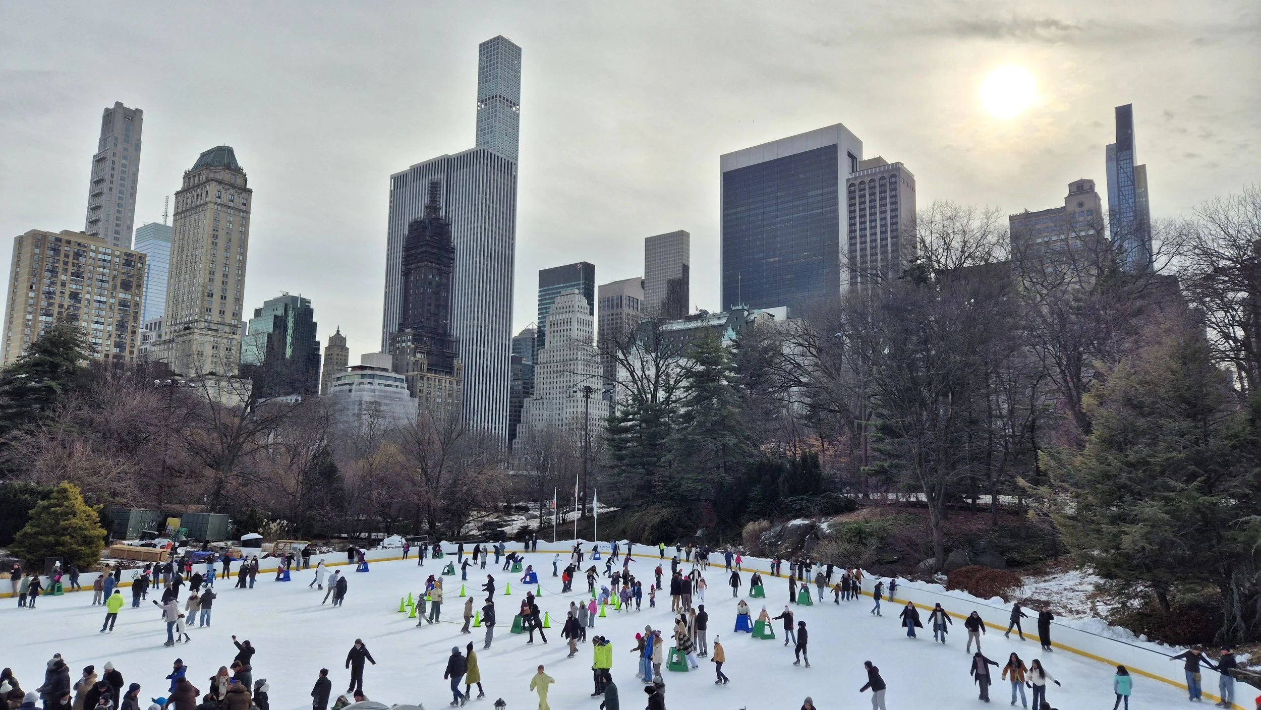 Central Park Wollman Ice Rink, Travelling Pandas in New York at Christmas