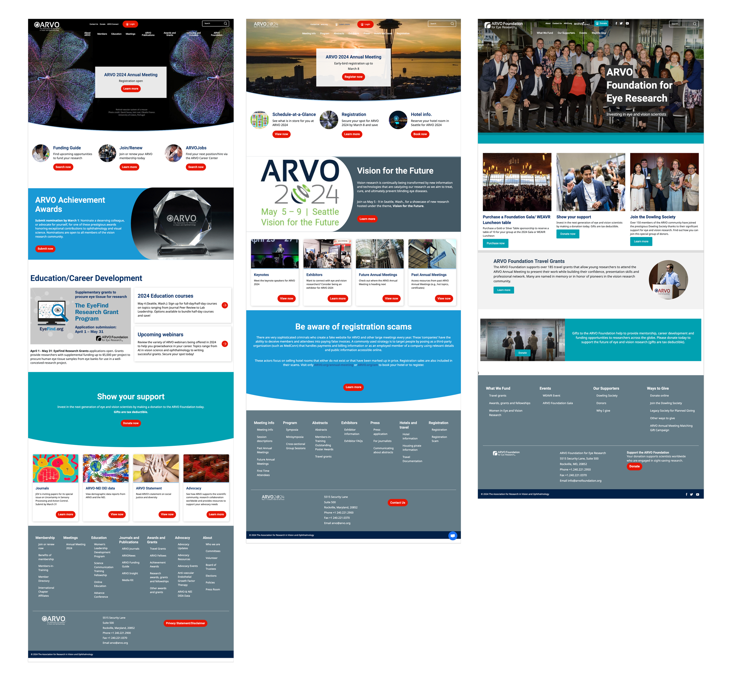 Previous pages on the ARVO website