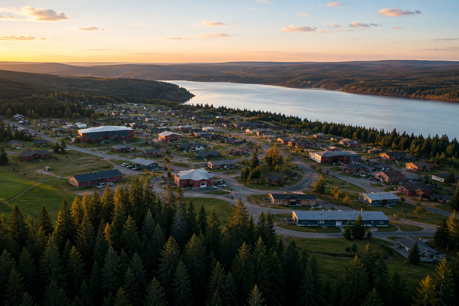 Aerial view of a First Nations community