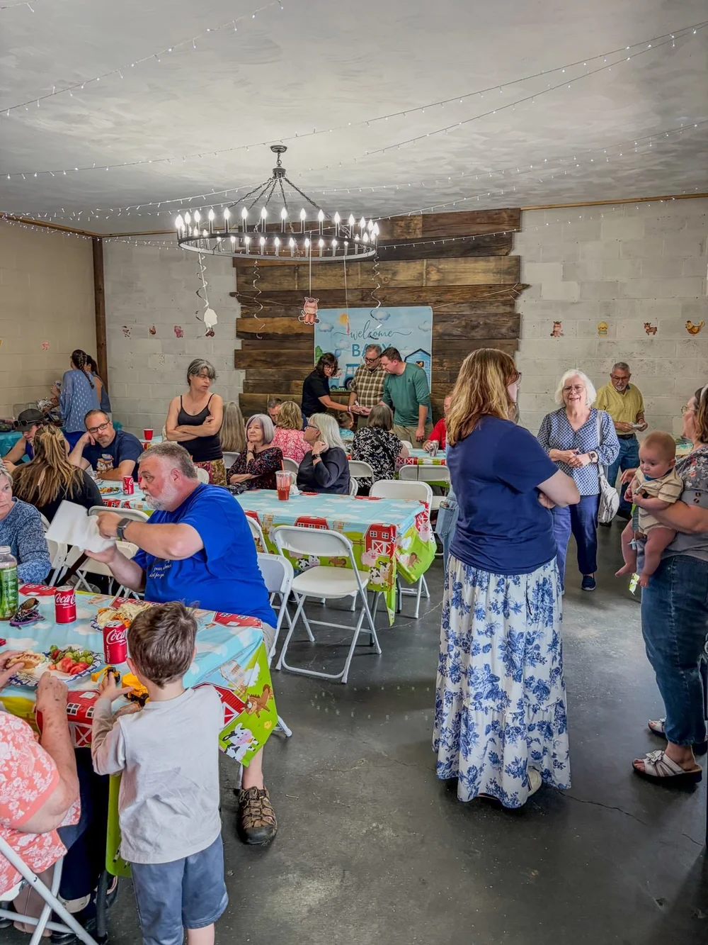 Children at a farm-themed baby shower