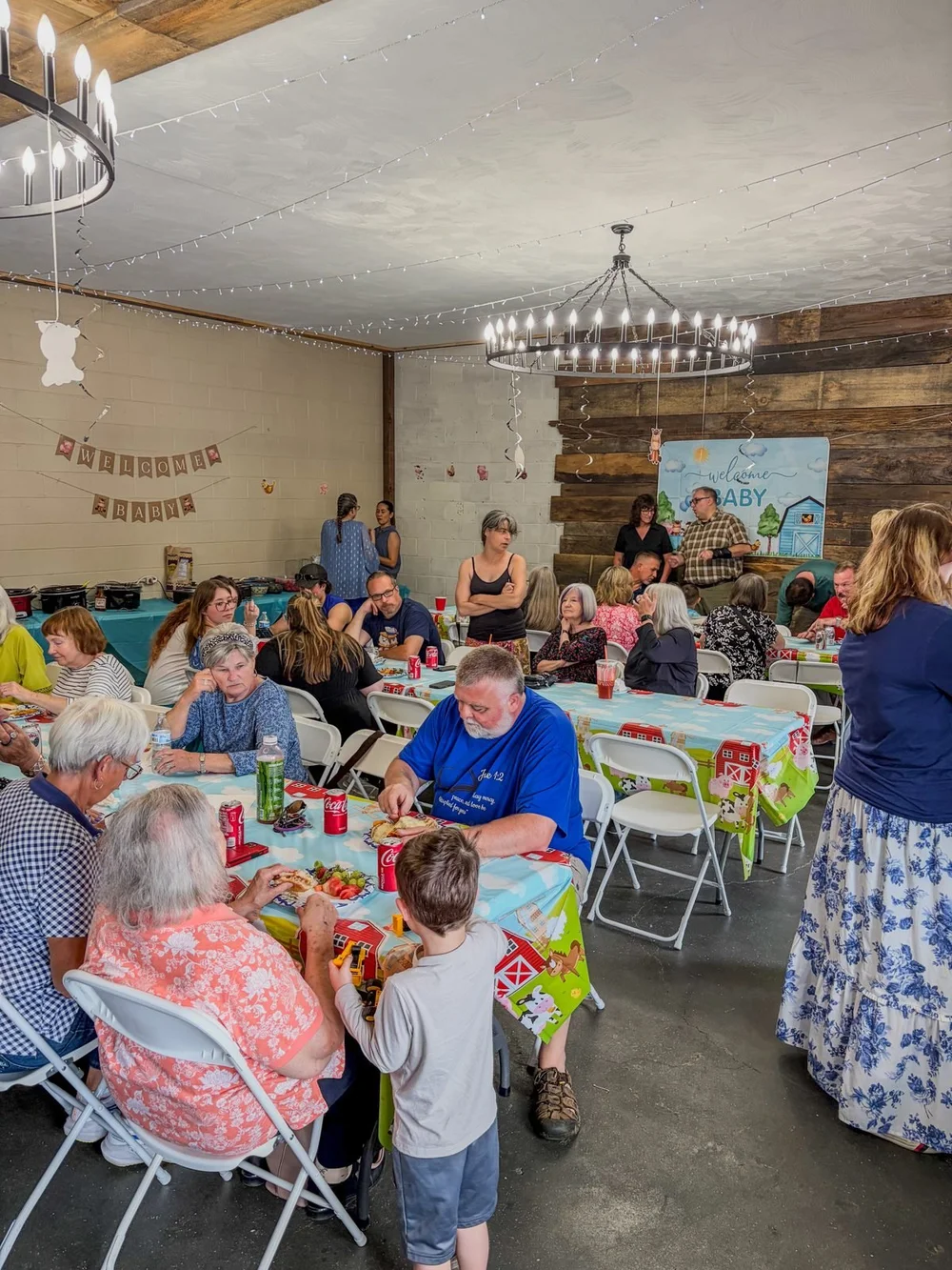 Farm-themed baby shower guests