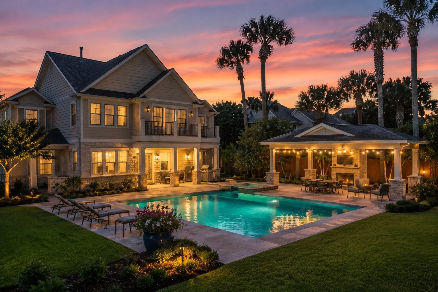 Outdoor kitchen and patio built by Outdoor Solutions