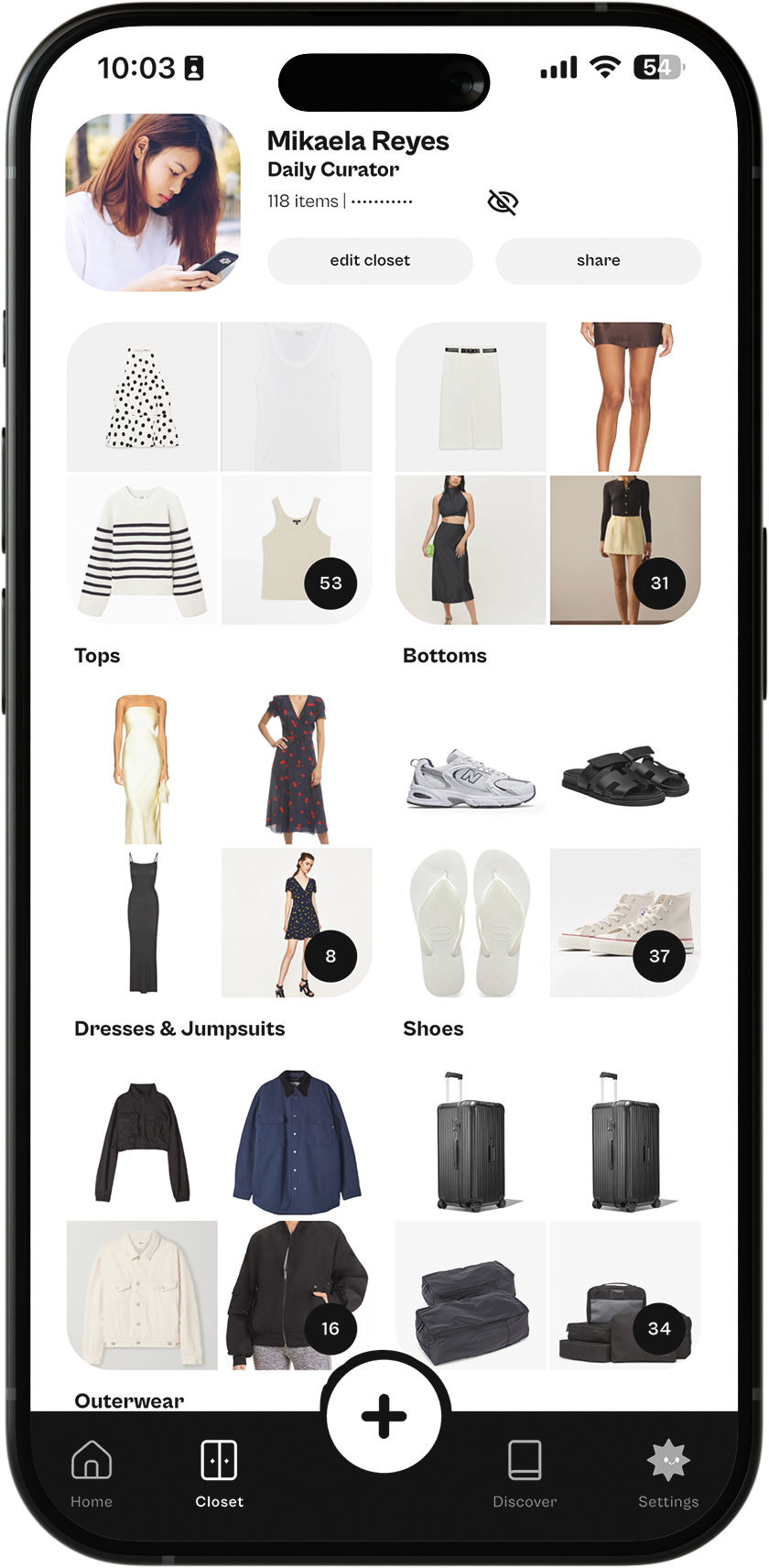 Digital Closet page