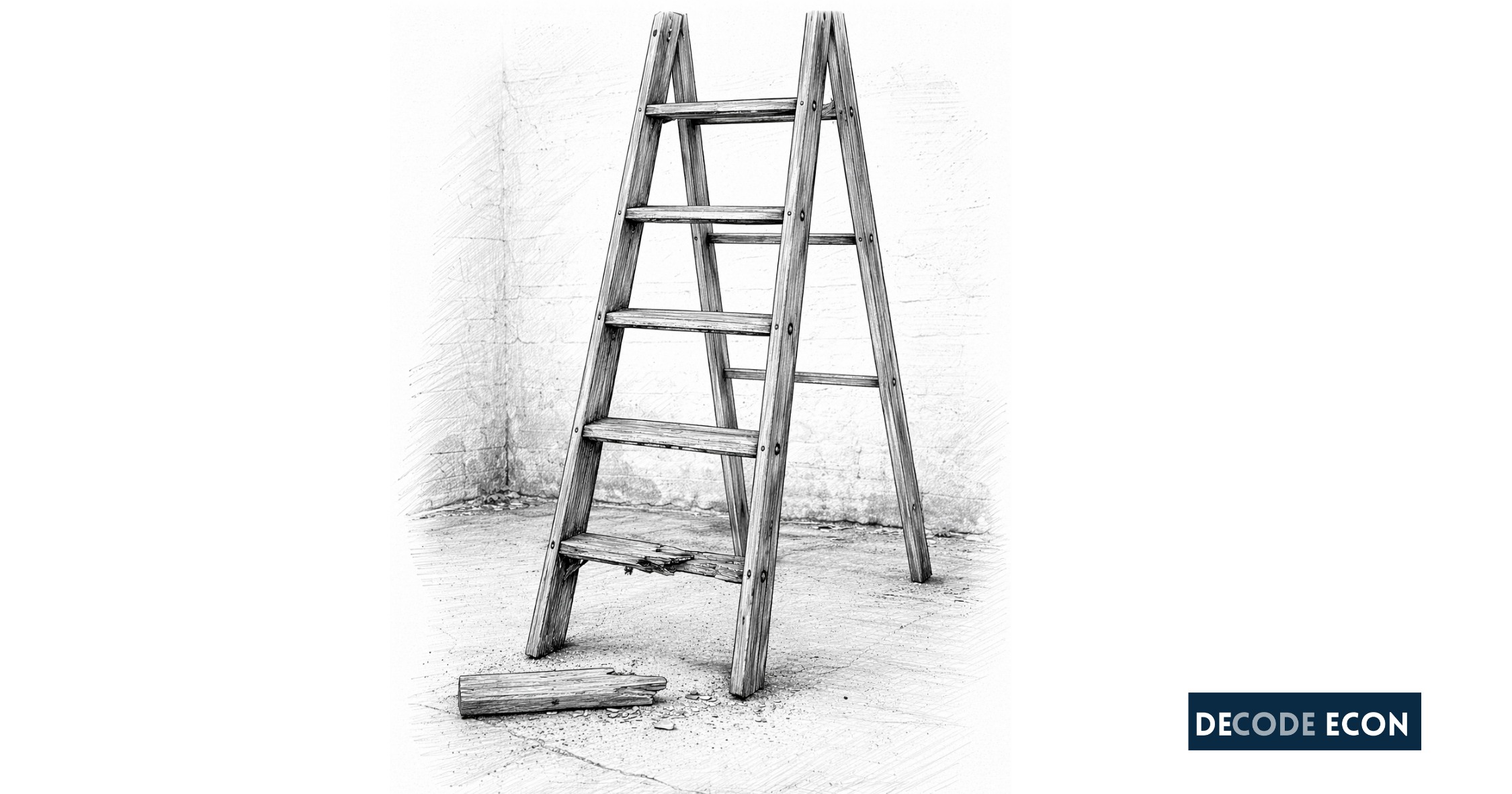 Ladder with a broken first rung sketch