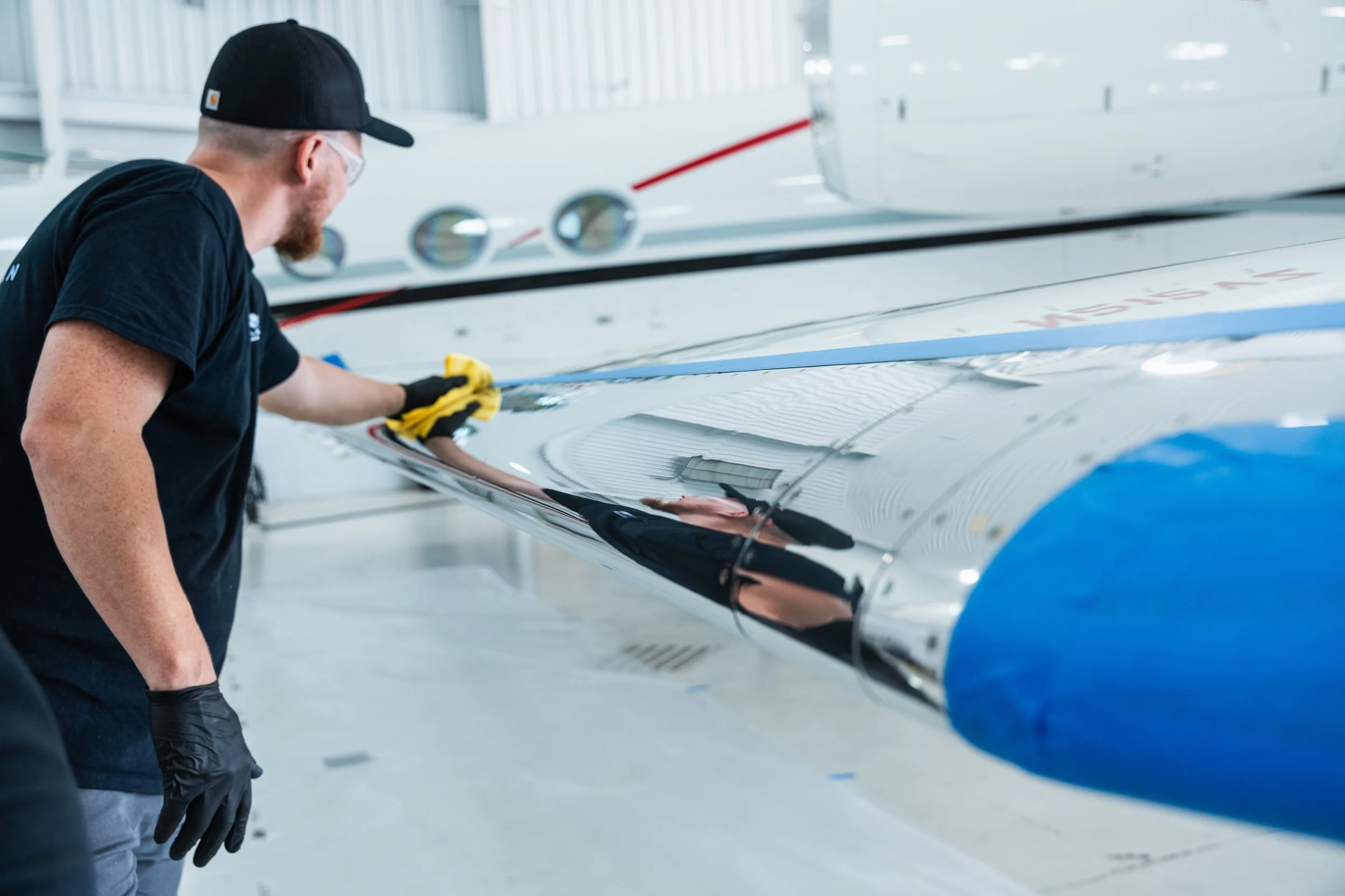 Aircraft brightwork after final wipedown
