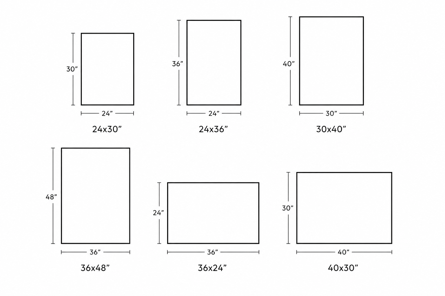 Available wall art sizes