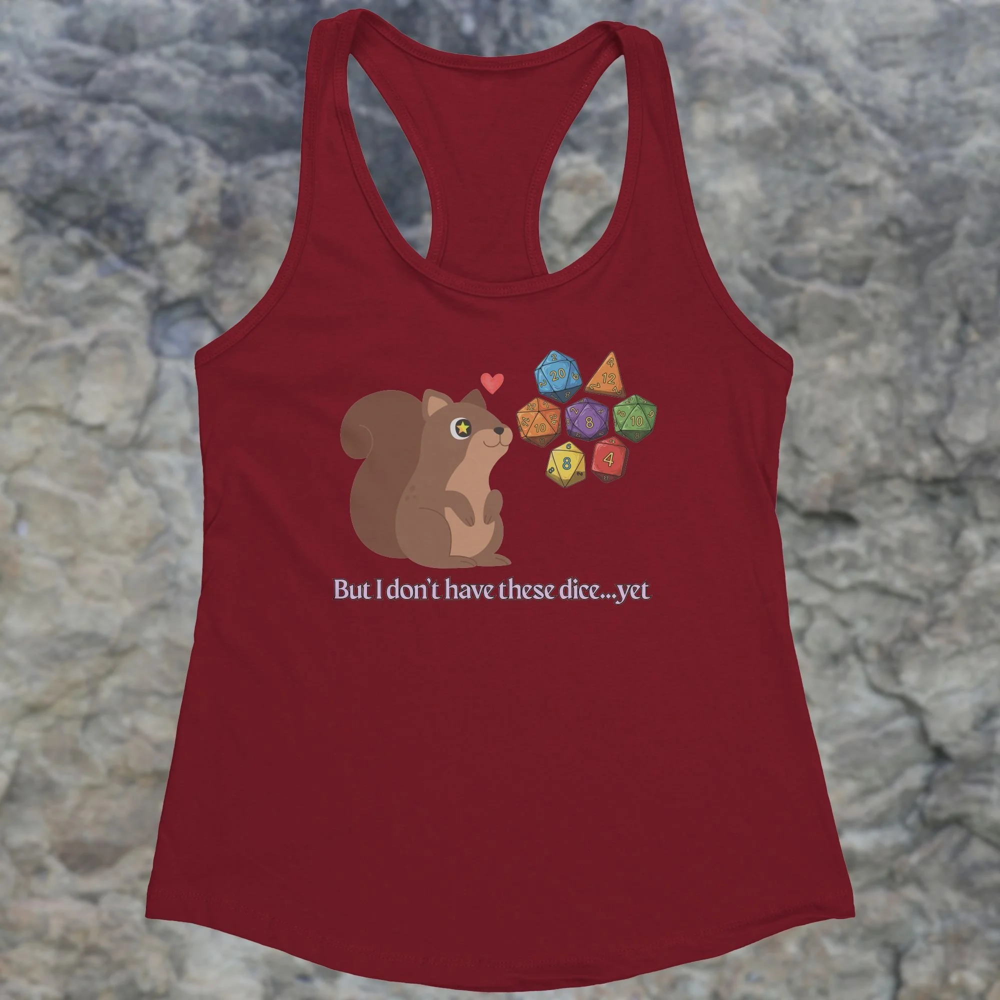 Dice Squirrel Cardinal Red Women's Racerback