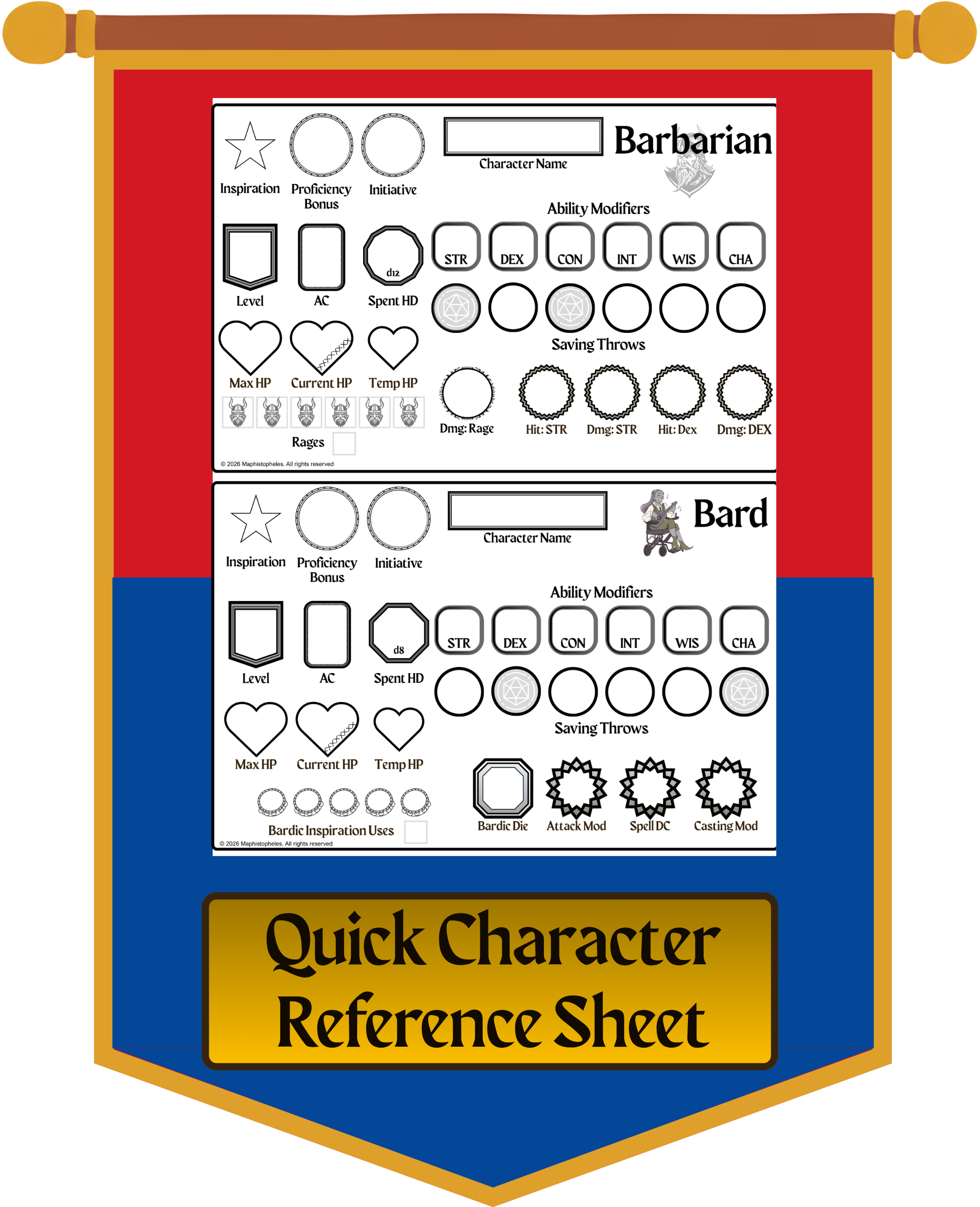 Quick Character Reference Sheet button