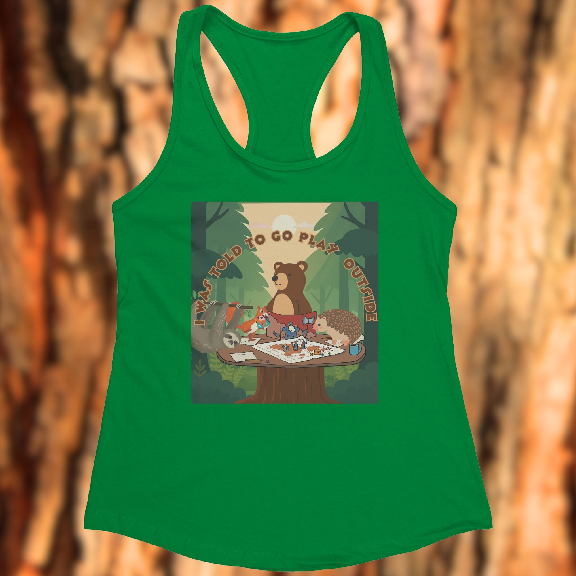 Play Outside Kelly Green Women's Racerback