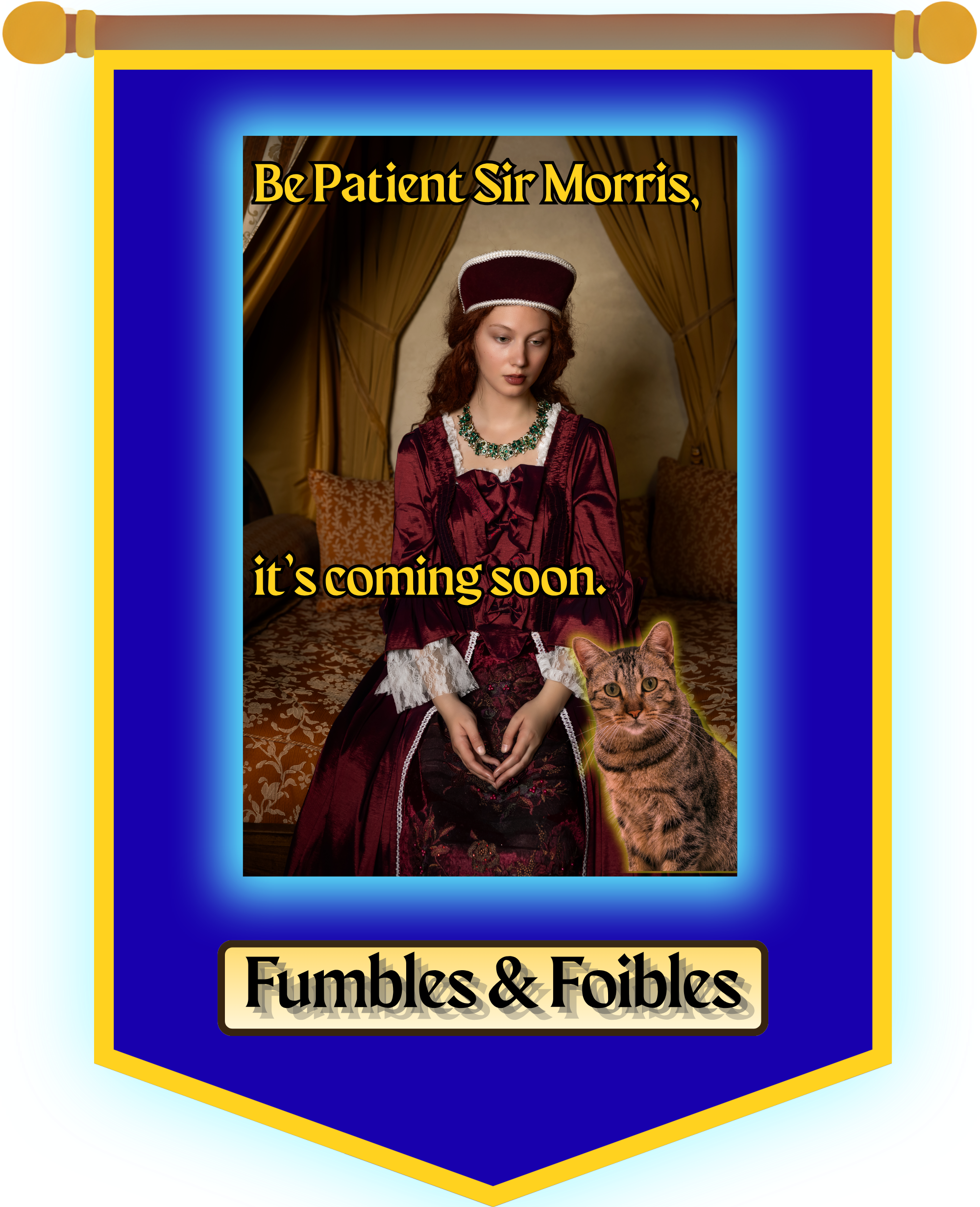 Fumbles and Foibles button hover over glow