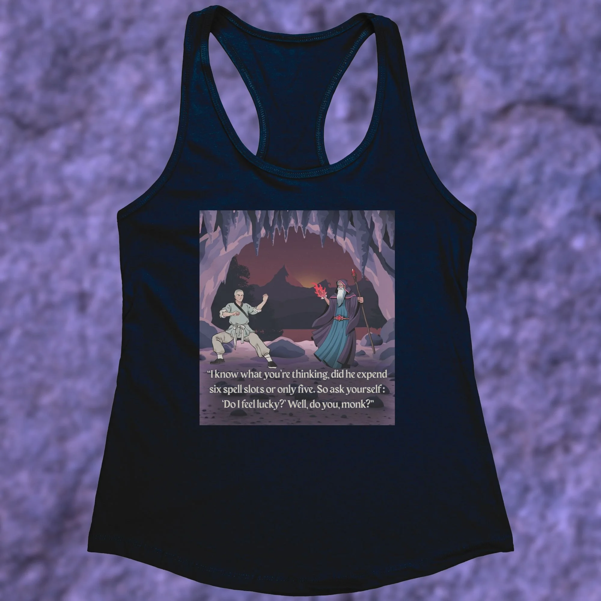 Spell Slot Showdown Midnight Navy Women's Racerback