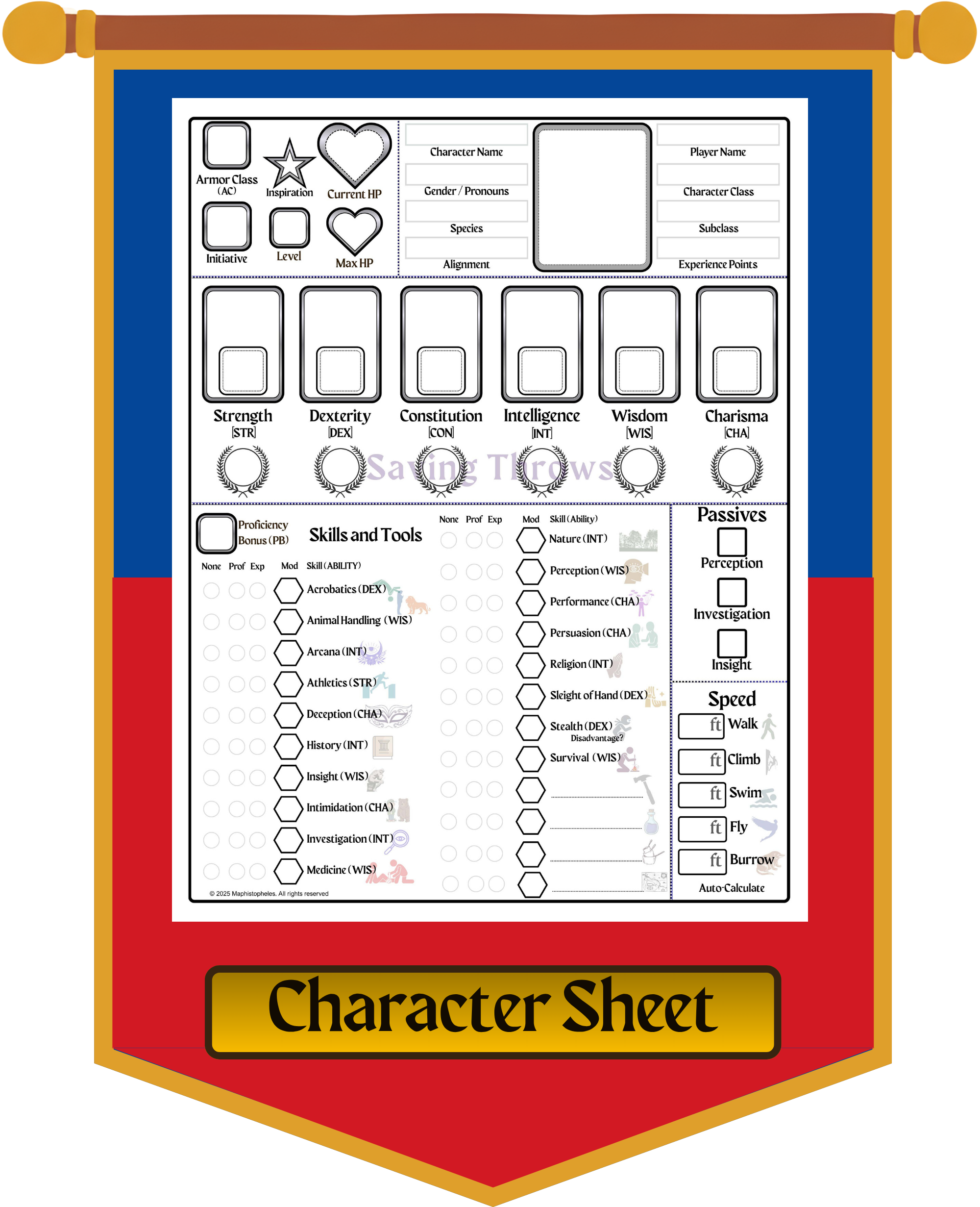 Character Sheet button
