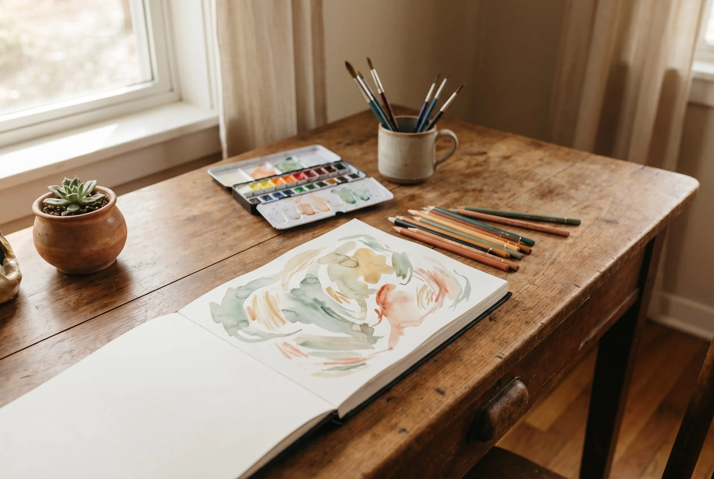 Art therapy materials at The Blue Hare Therapy