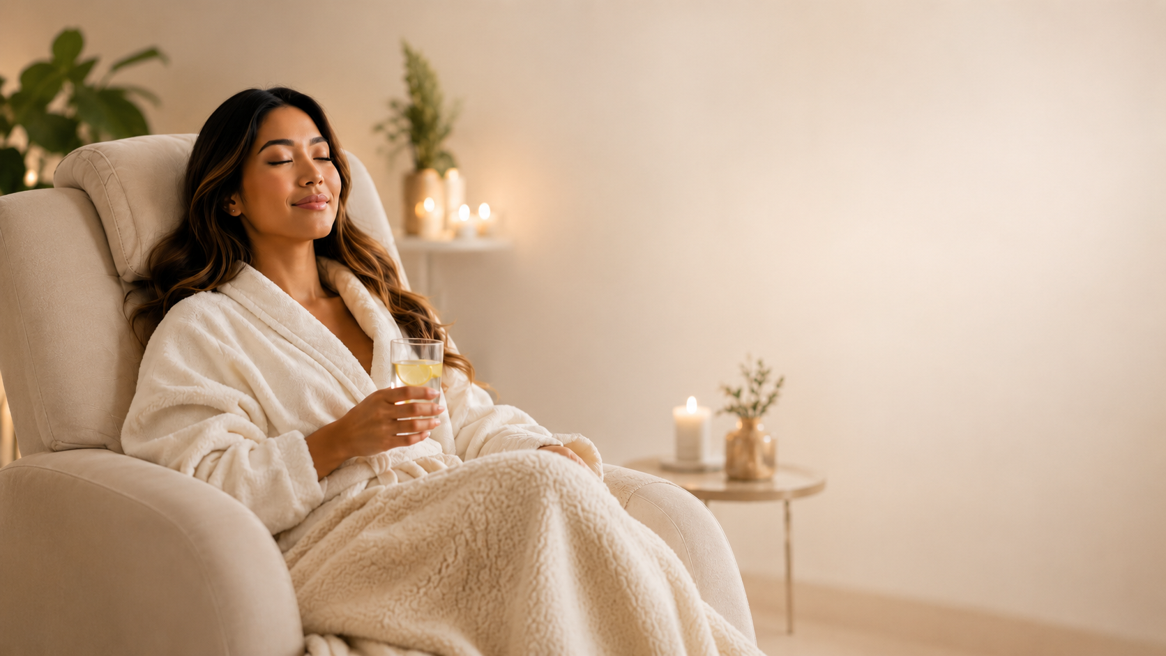 Spa treatment room with warm natural light