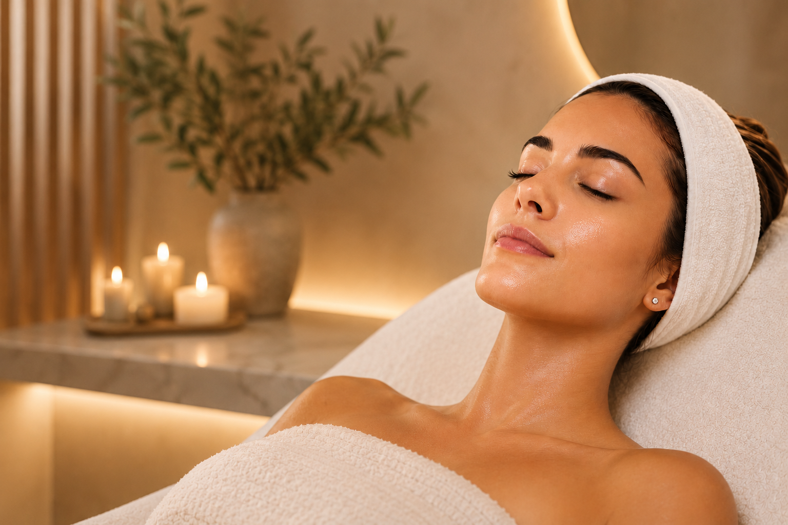 Woman relaxing in a spa setting