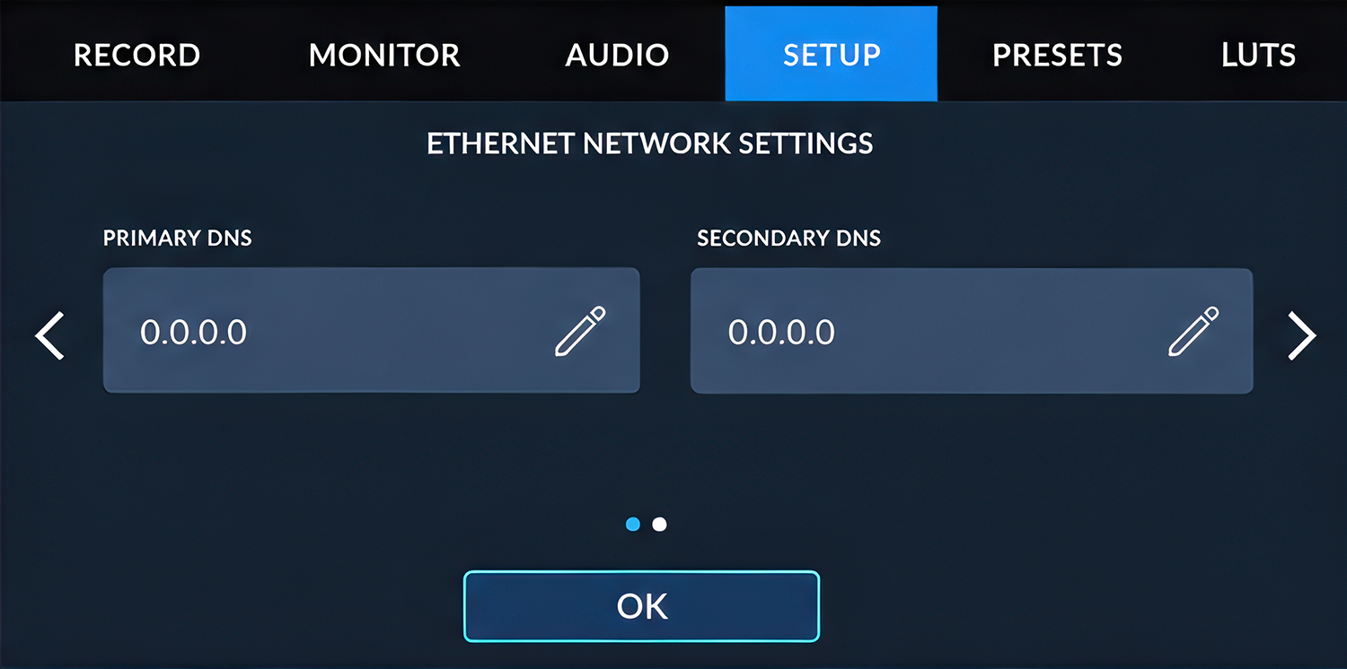 Blackmagic PYXIS DNS settings