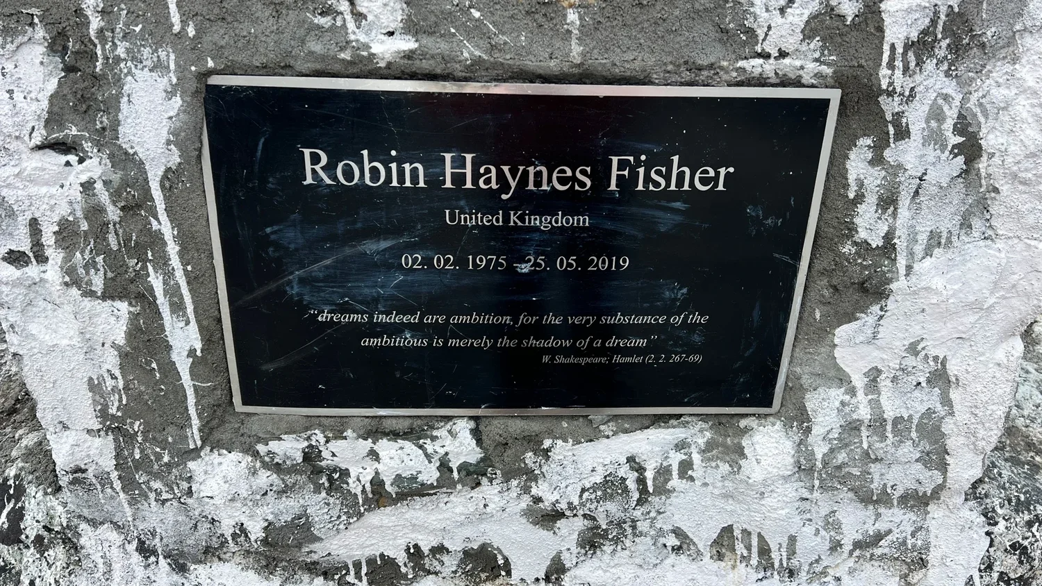 Chris’s photograph of the Robin Haynes Fisher memorial, bearing words from Shakespeare’s Hamlet. Everest Base Camp trail, Nepal, May 2022.