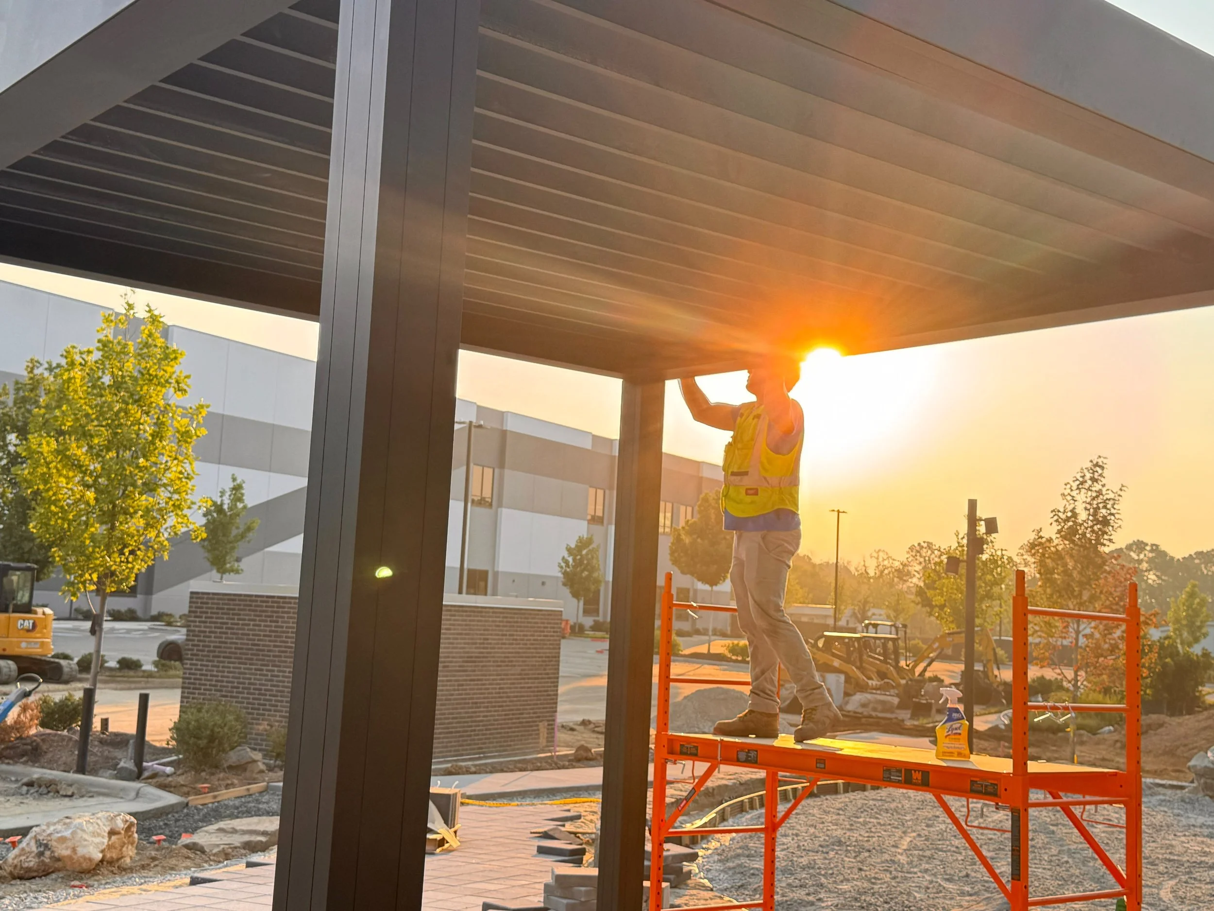 Completed commercial pergola installation in North Carolina by USSI