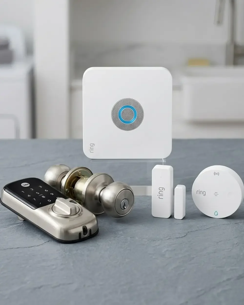 Foundation Spec Hardware Package: Smart Deadbolt, Contact Sensor, Hub, and Leak Puck