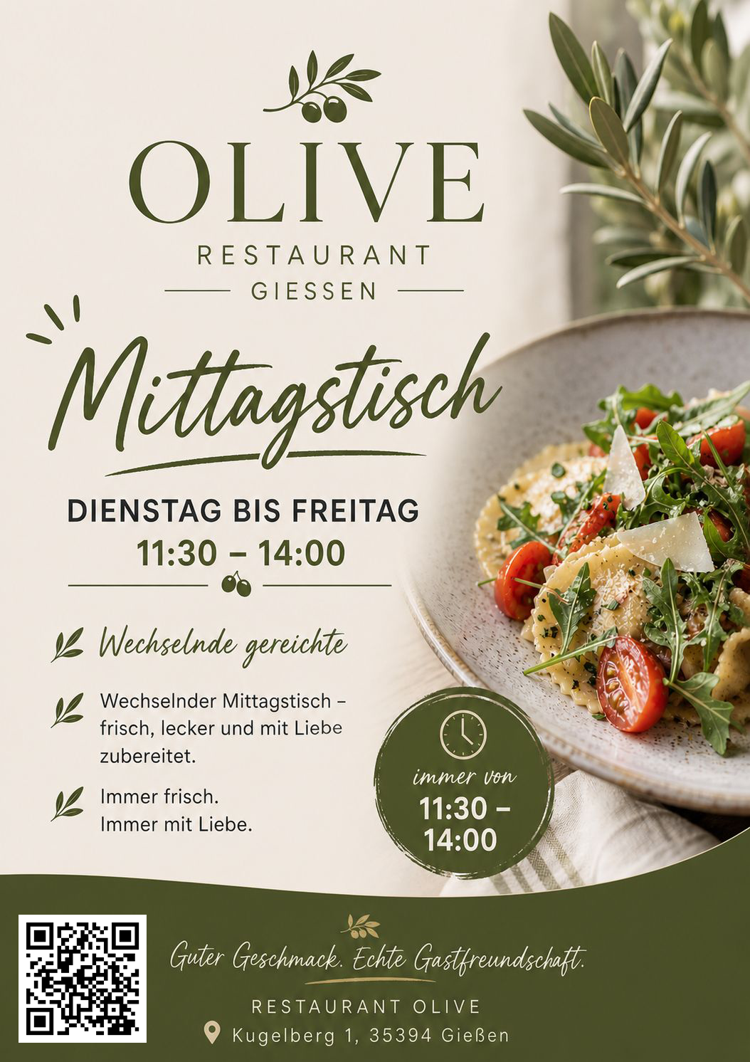 Aktuelles Mittagsmenü Pizzeria Olive Gießen