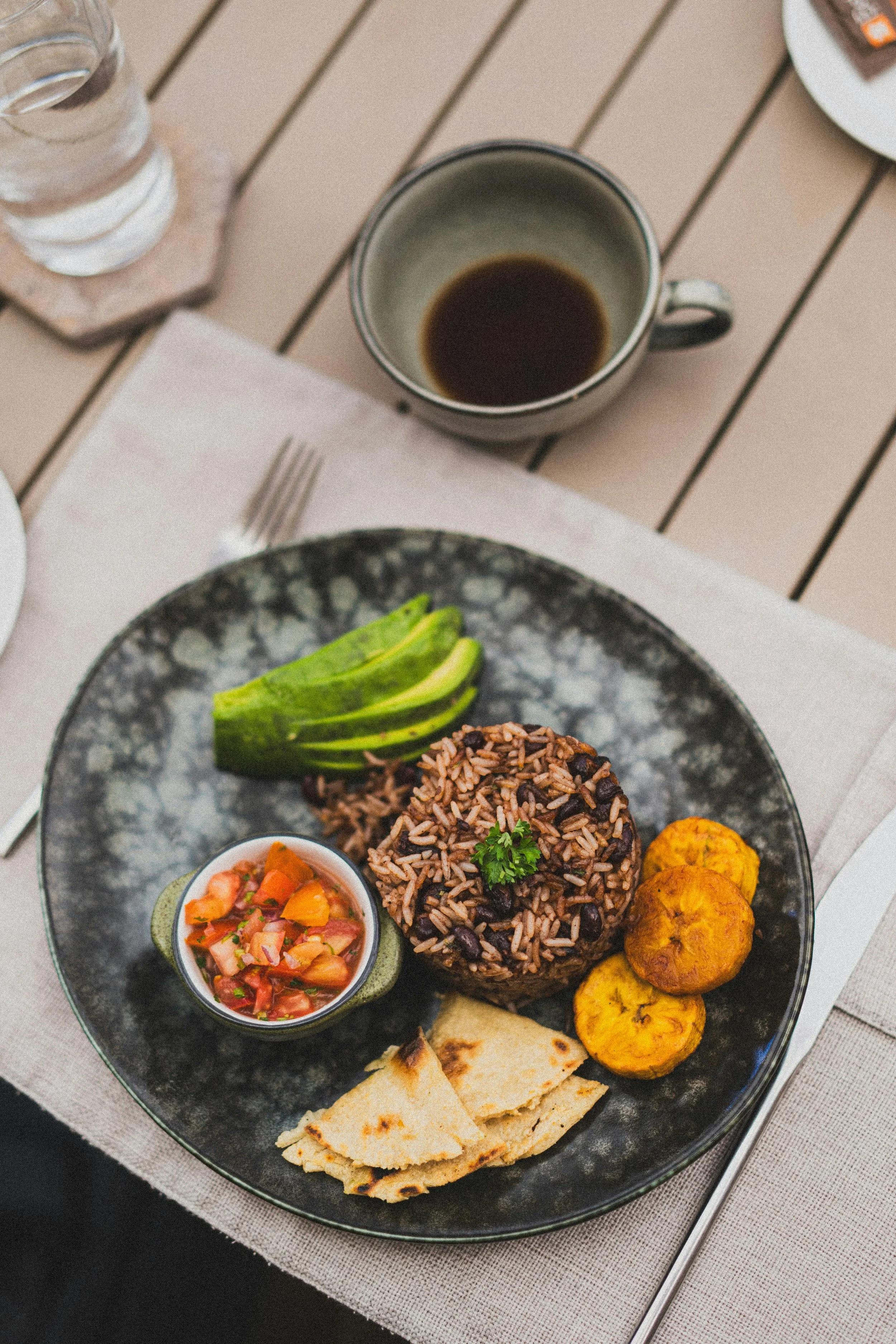 Costa Rican meal with coffee