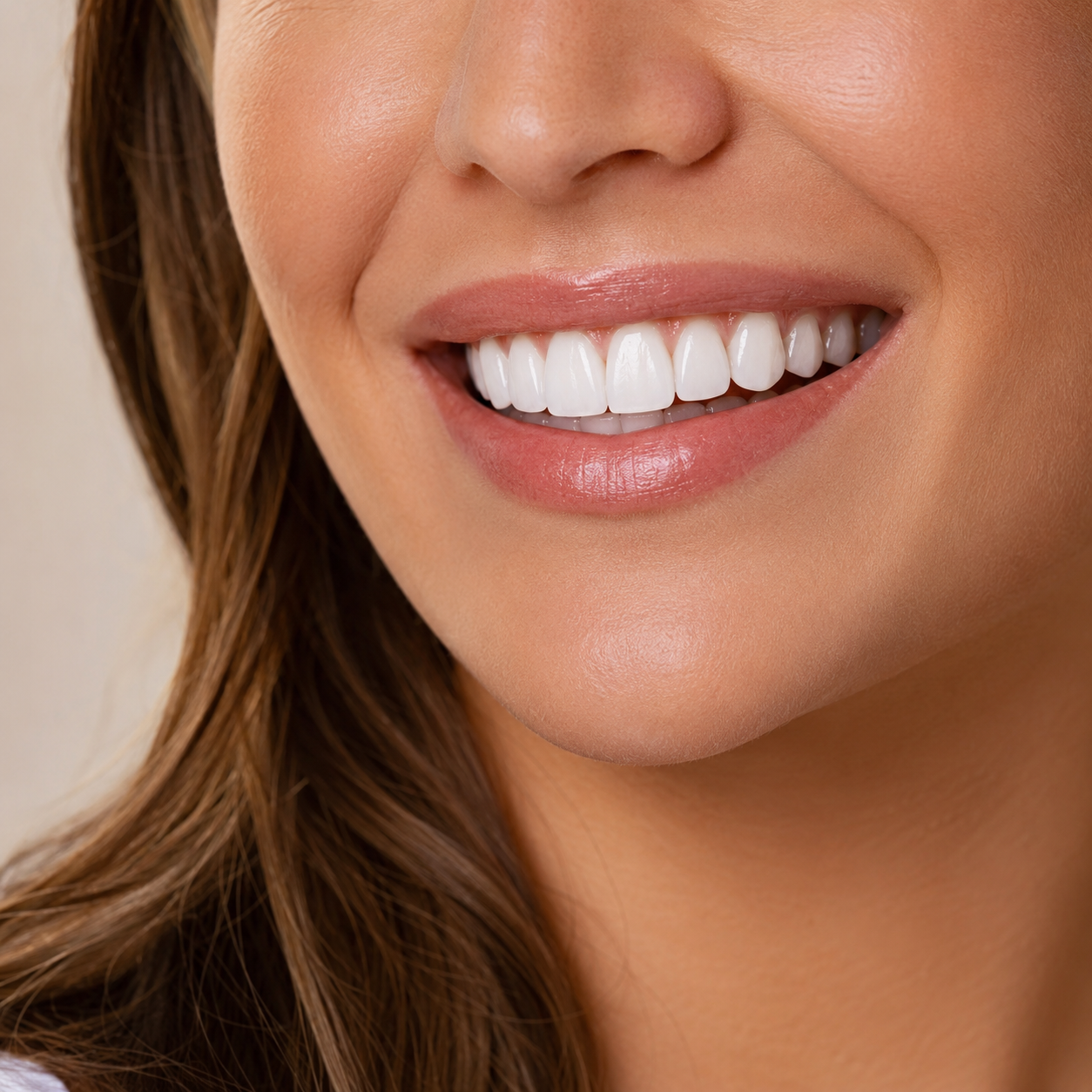 Natural cosmetic smile showing veneers-style results