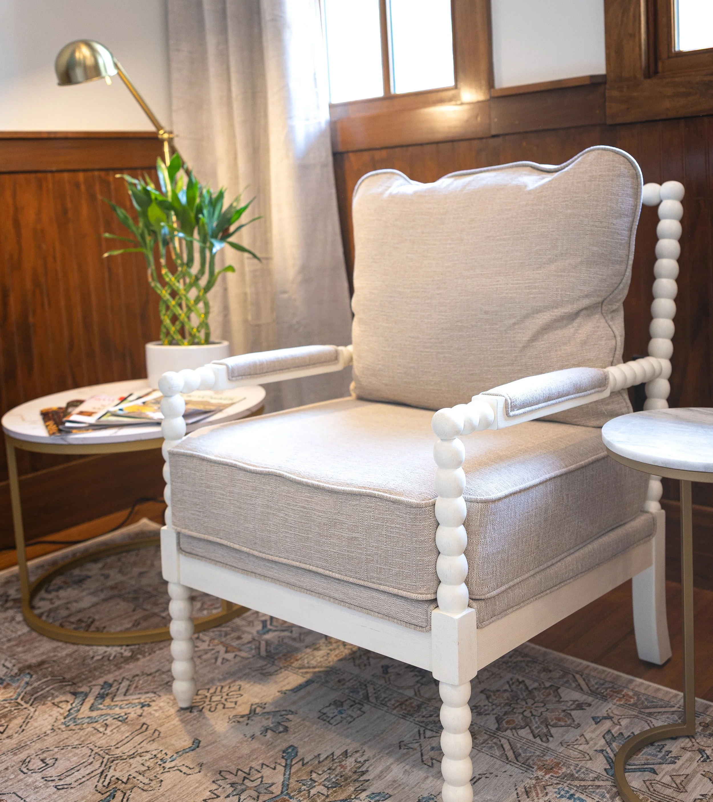 Comfortable chair in the Bobb Dental waiting area