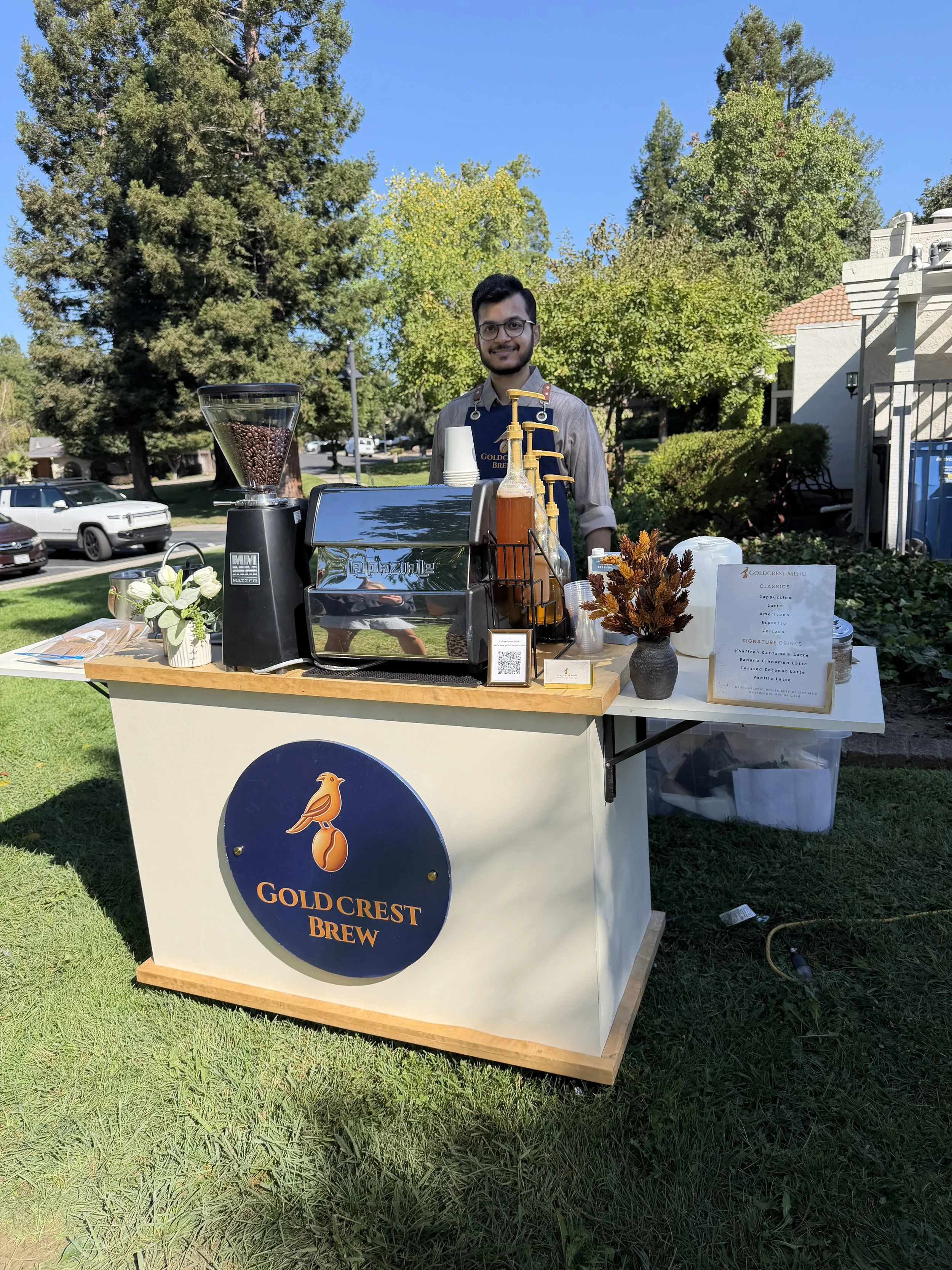 Goldcrest Brew signature latte at an event