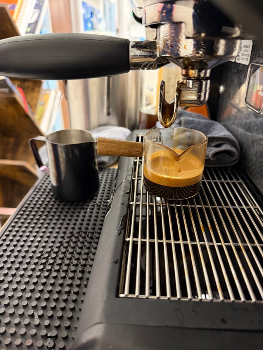 Espresso shot pulling at a Goldcrest Brew mobile espresso bar for a holiday party