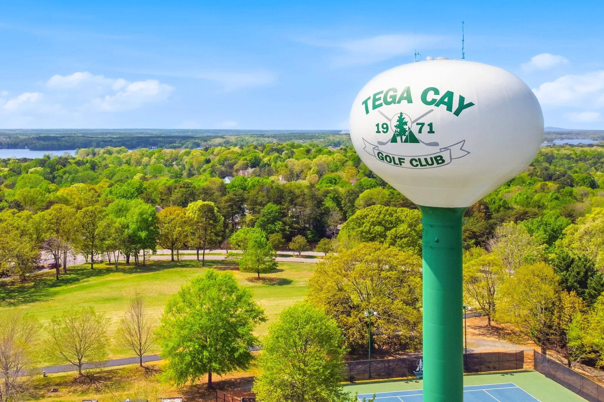 The iconic Tega Cay water tower