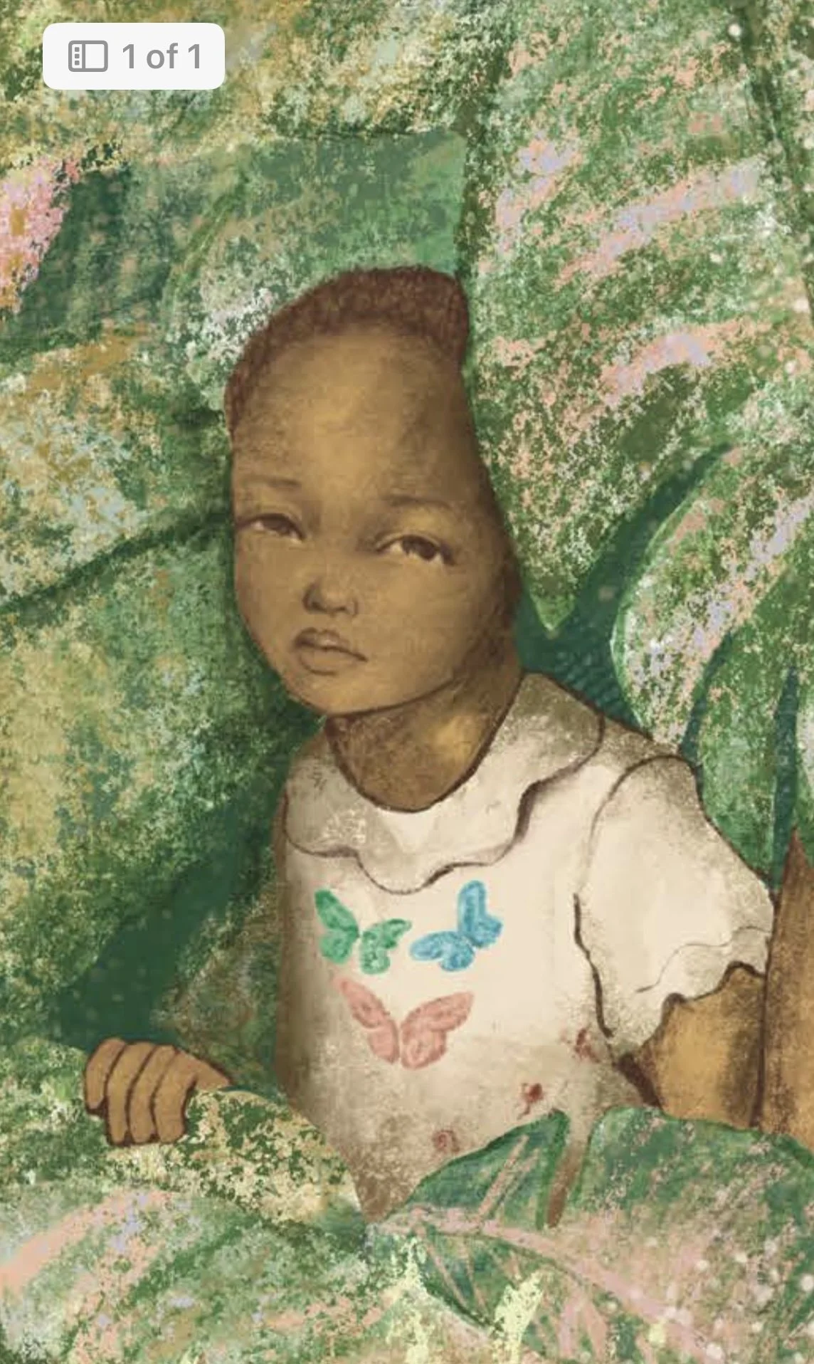 Child hidden in leaves with butterfly shirt, by Guiliane Cerón.