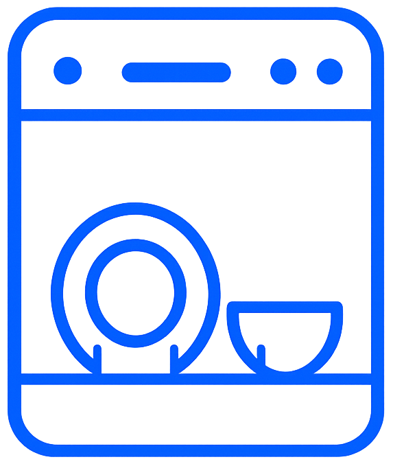 Dishwasher installation and plumbing connections icon