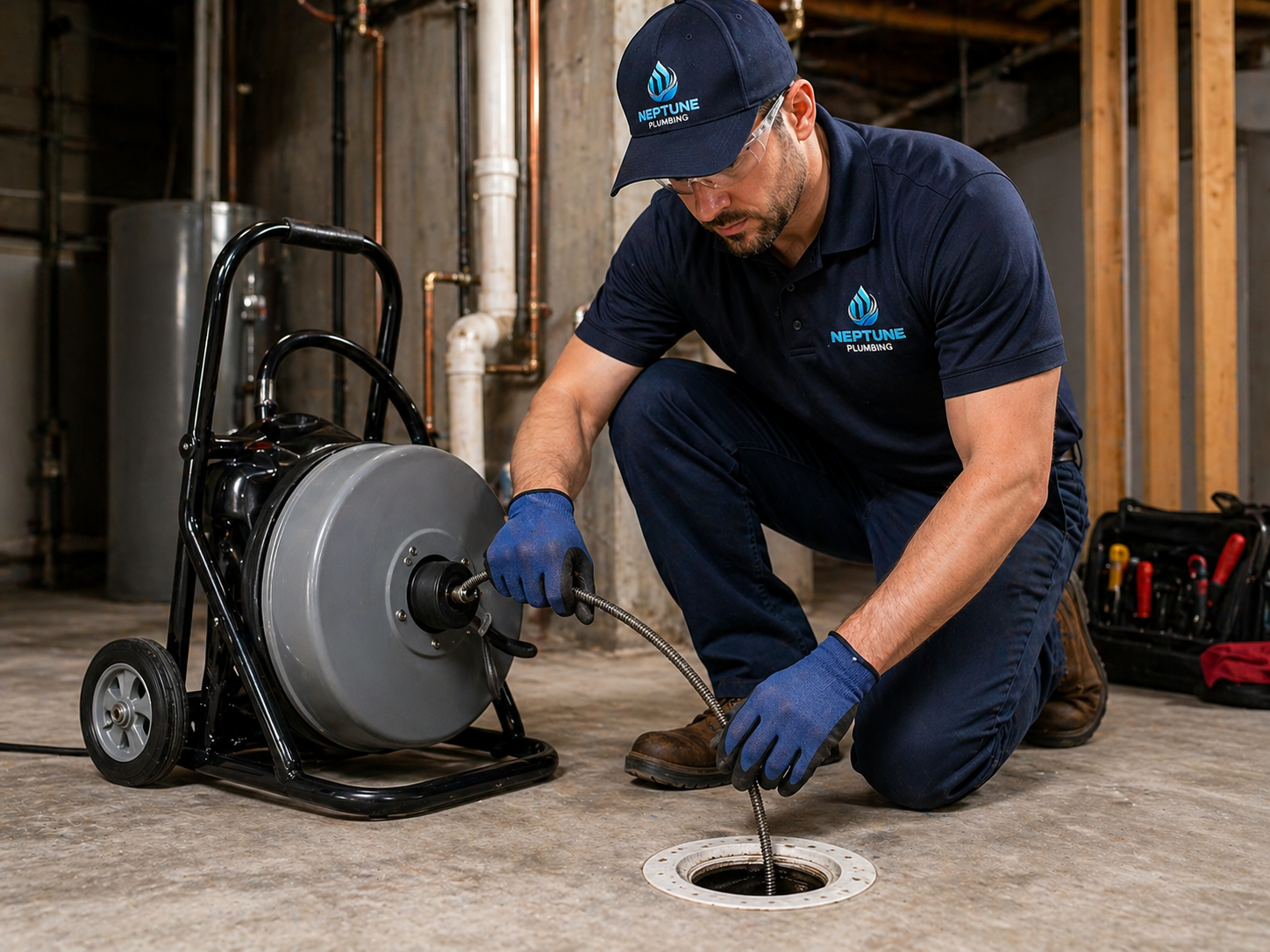 Seattle plumber performing professional drain cleaning service