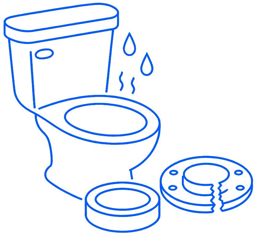 Weak flush wax ring and toilet flange repair icon