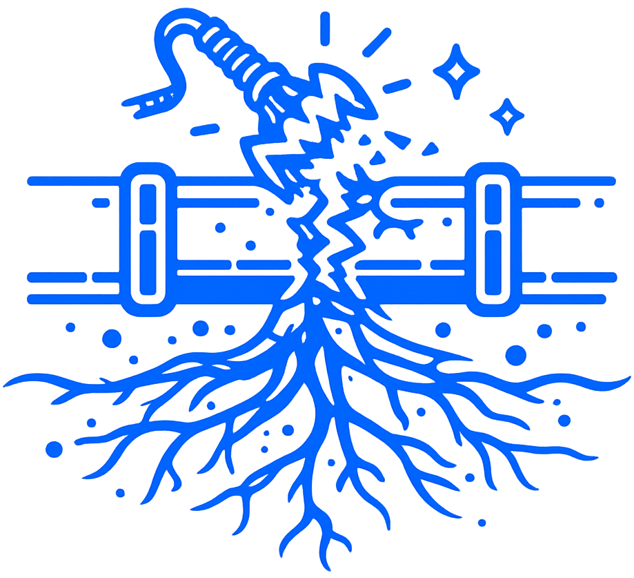 Tree root removal from sewer line icon