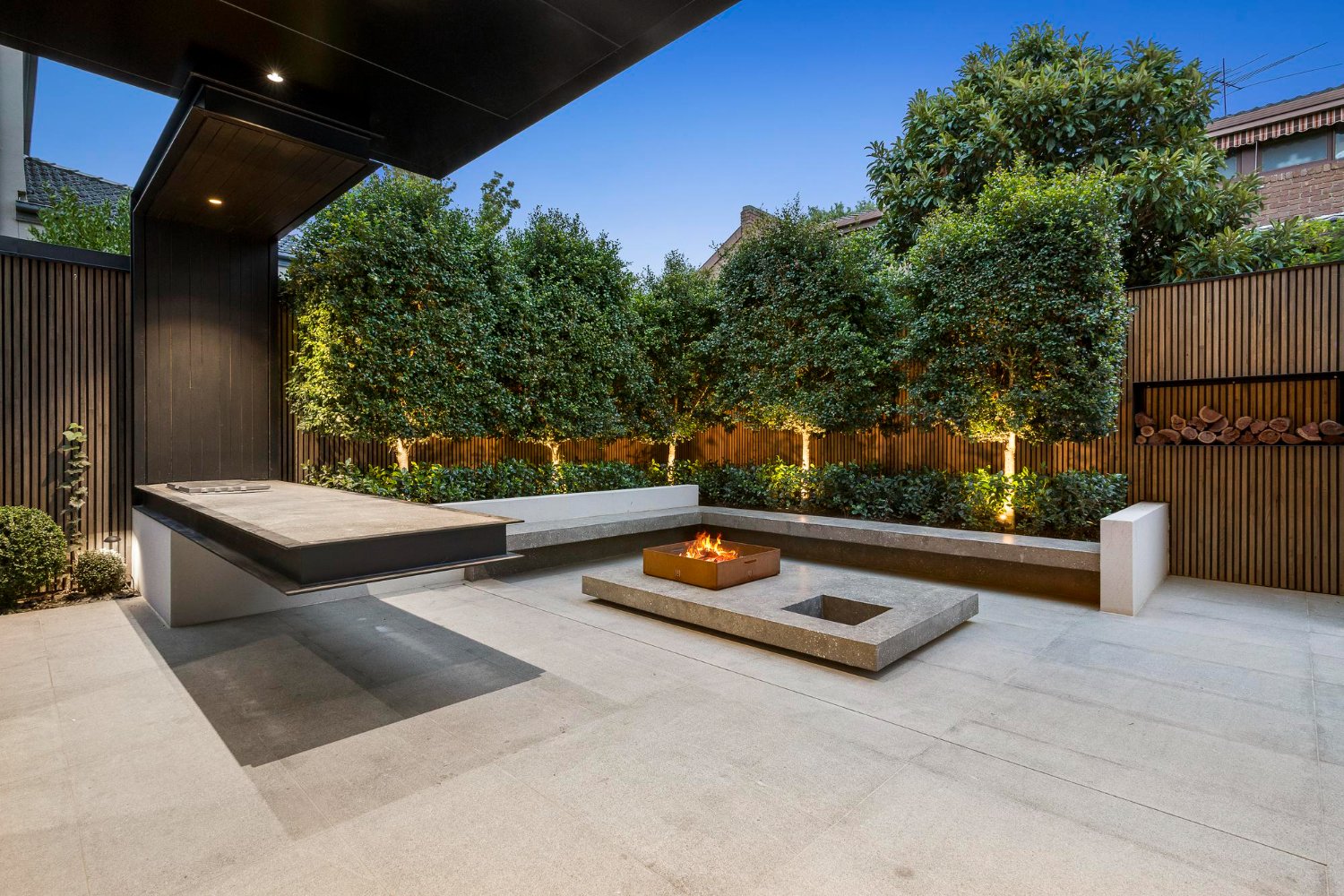 Finished backyard patio and outdoor living area