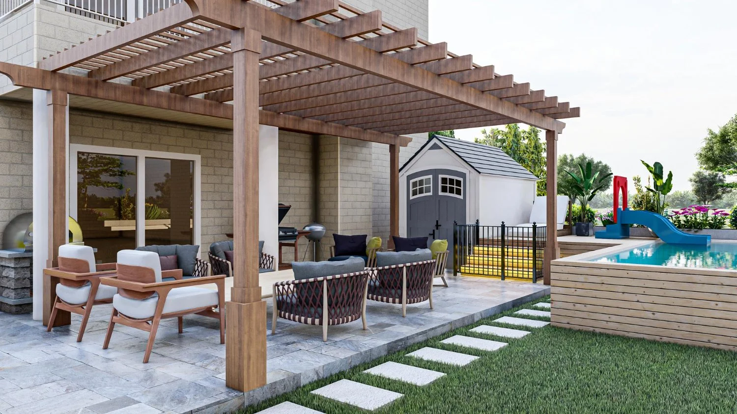 Backyard patio for outdoor dining