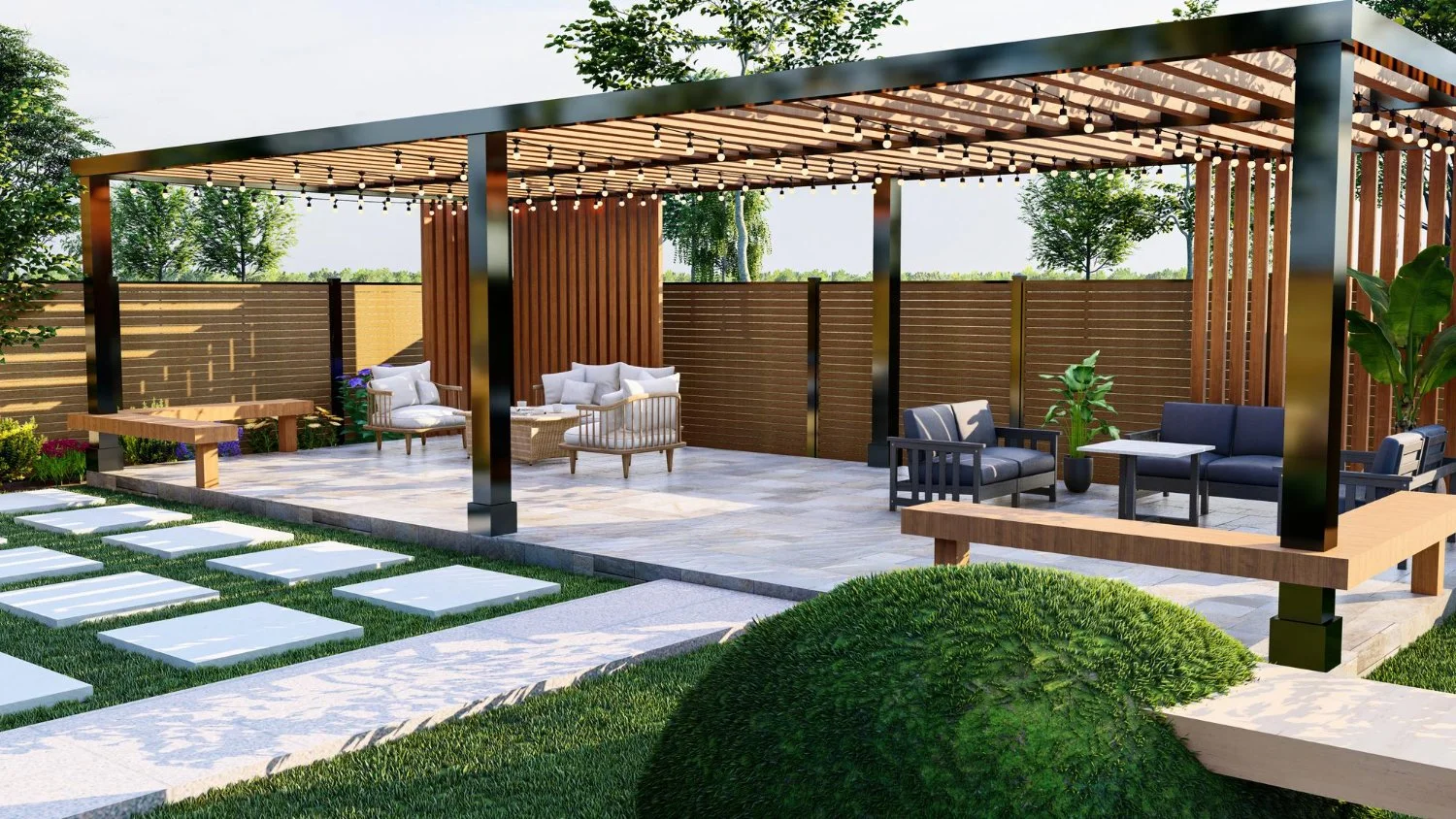 Backyard patio for entertaining guests