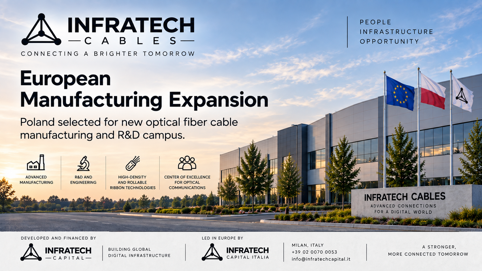 InfraTech Capital artwork illustrating the planned European manufacturing expansion