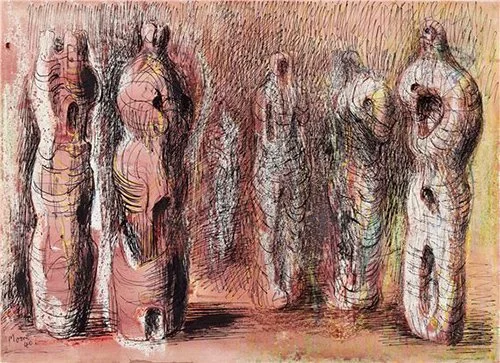 Henry Moore, Drawing of standing figures